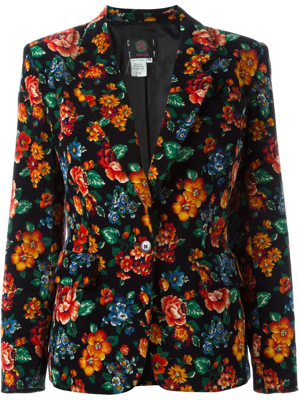 Kenzo Pre-Owned 古着花朵印花夹克 - 黑色