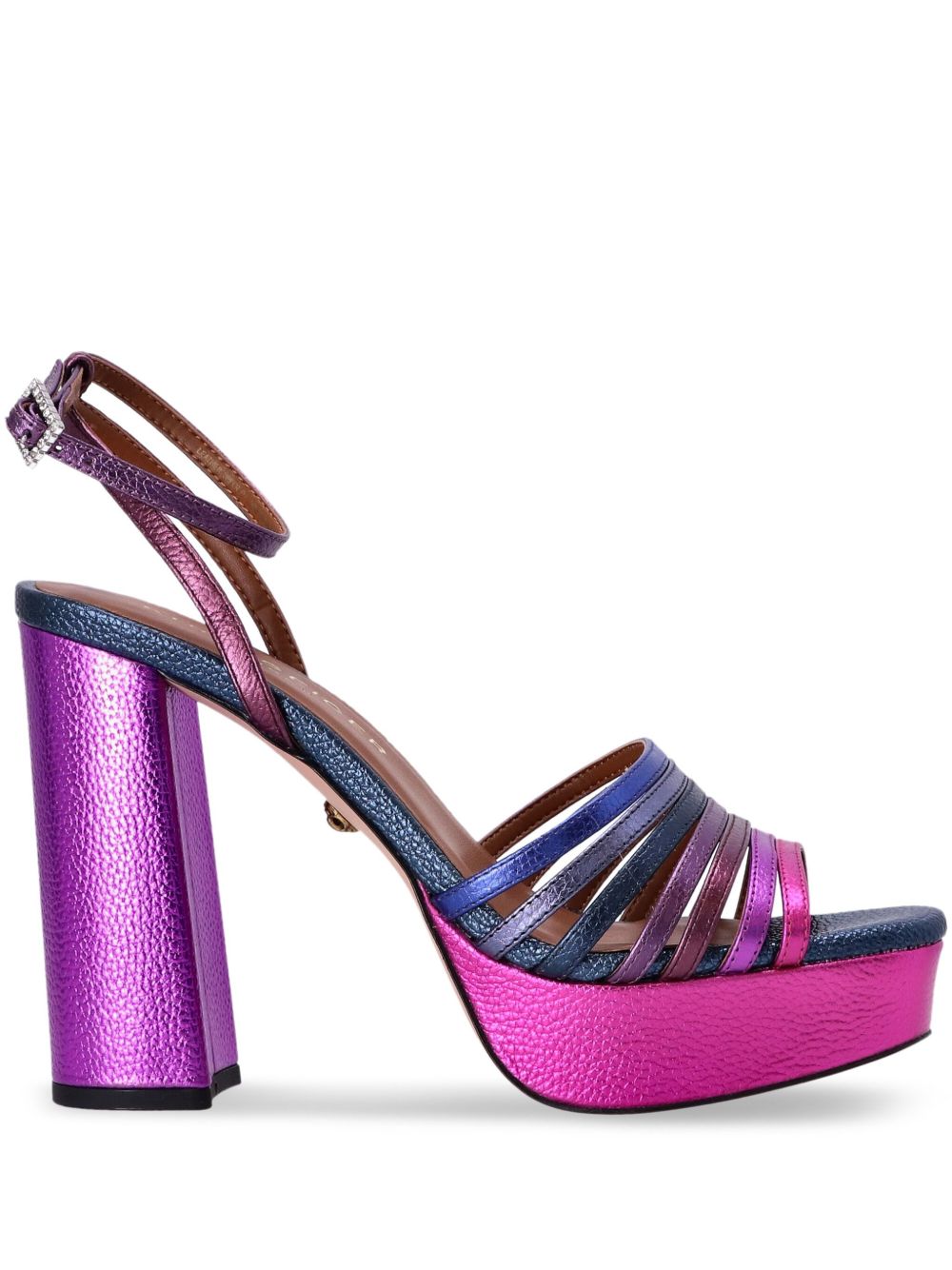 Kurt Geiger London Pierra 金属感皮质水台式高跟凉鞋 - 粉色