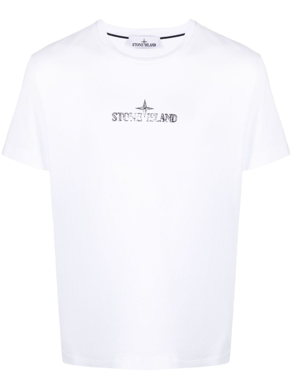 Stone Island logo印花棉T恤 - 白色