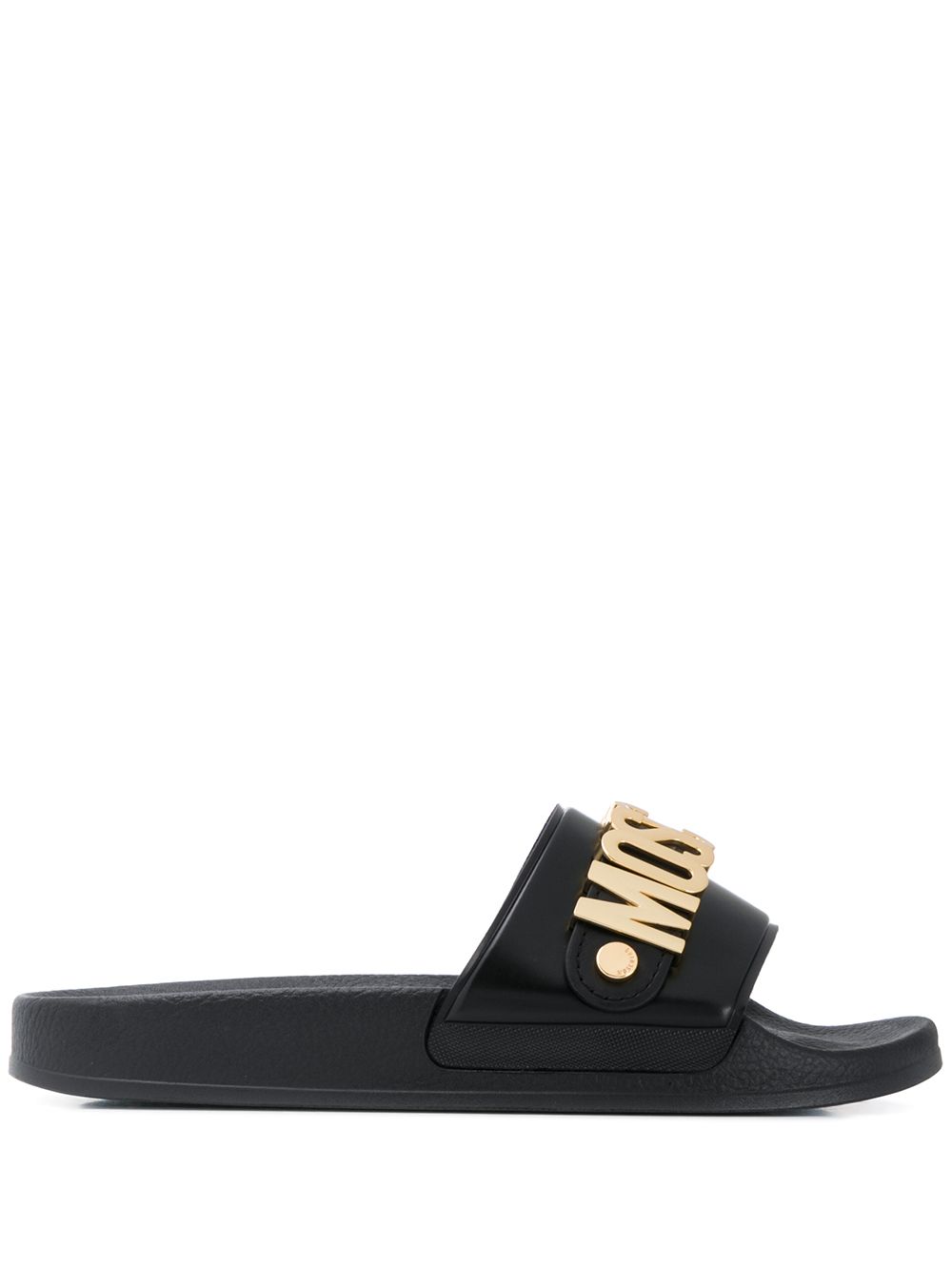 Moschino logo字样泳池凉鞋 - 黑色