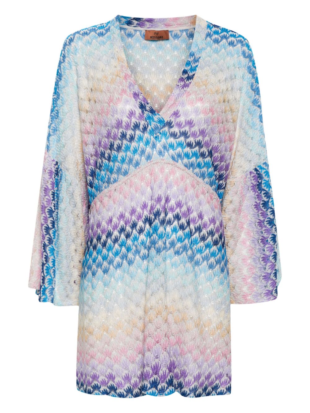 Missoni Z字形图案针织沙滩连衣裙 - 蓝色