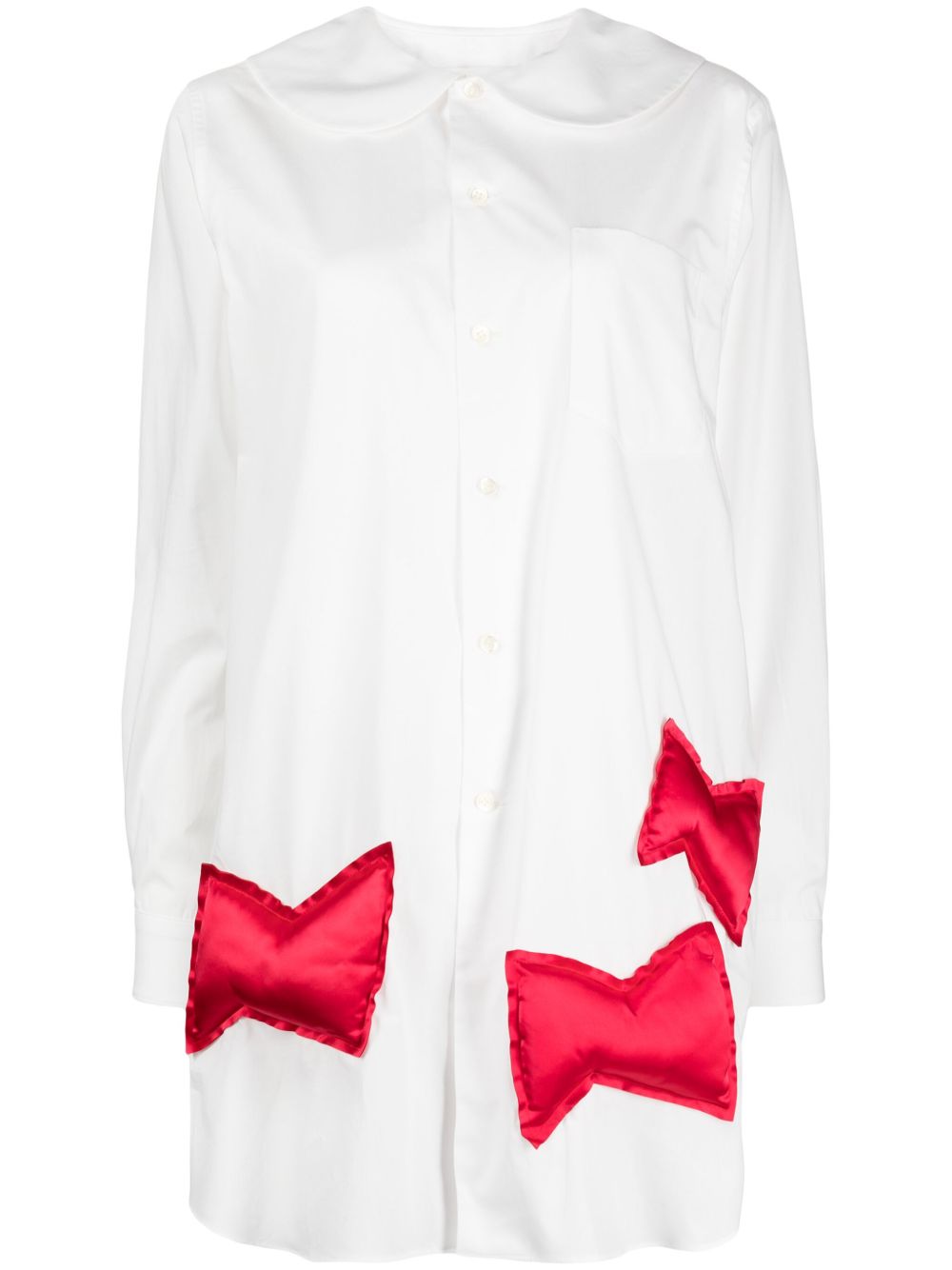 Comme Des Garçons Girl 盒形拼接细节棉衬衫 - 白色