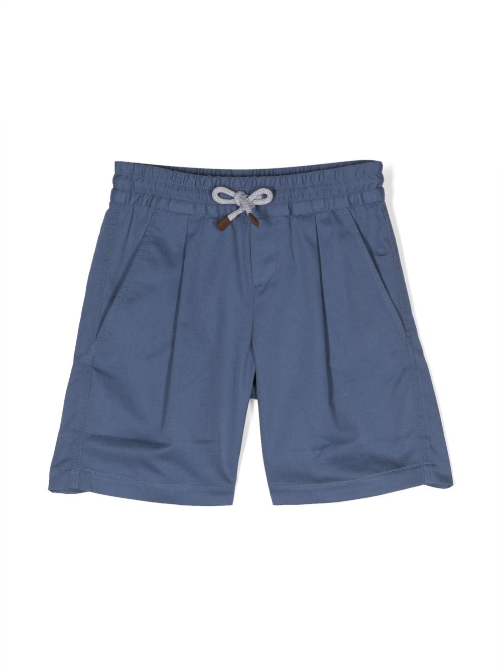 Brunello Cucinelli Kids 棉抽绳短裤 - 蓝色