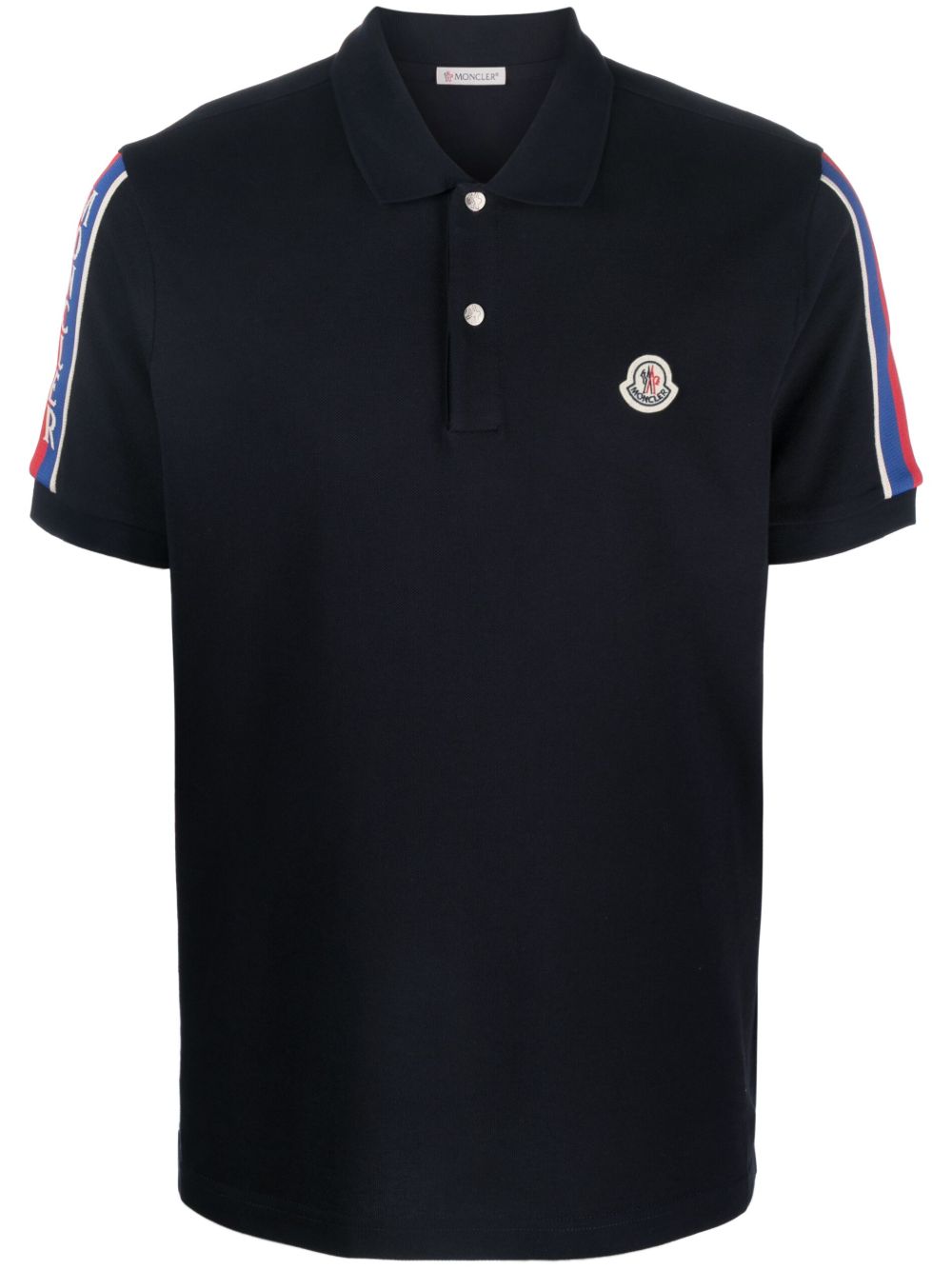 Moncler logo条纹polo衫 - 蓝色