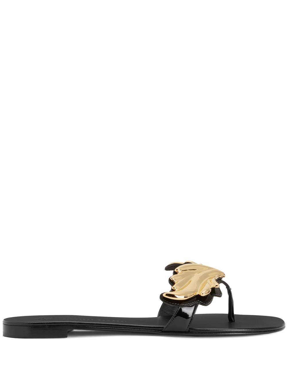 Giuseppe Zanotti Cruel 平底皮质人字拖 - 黑色