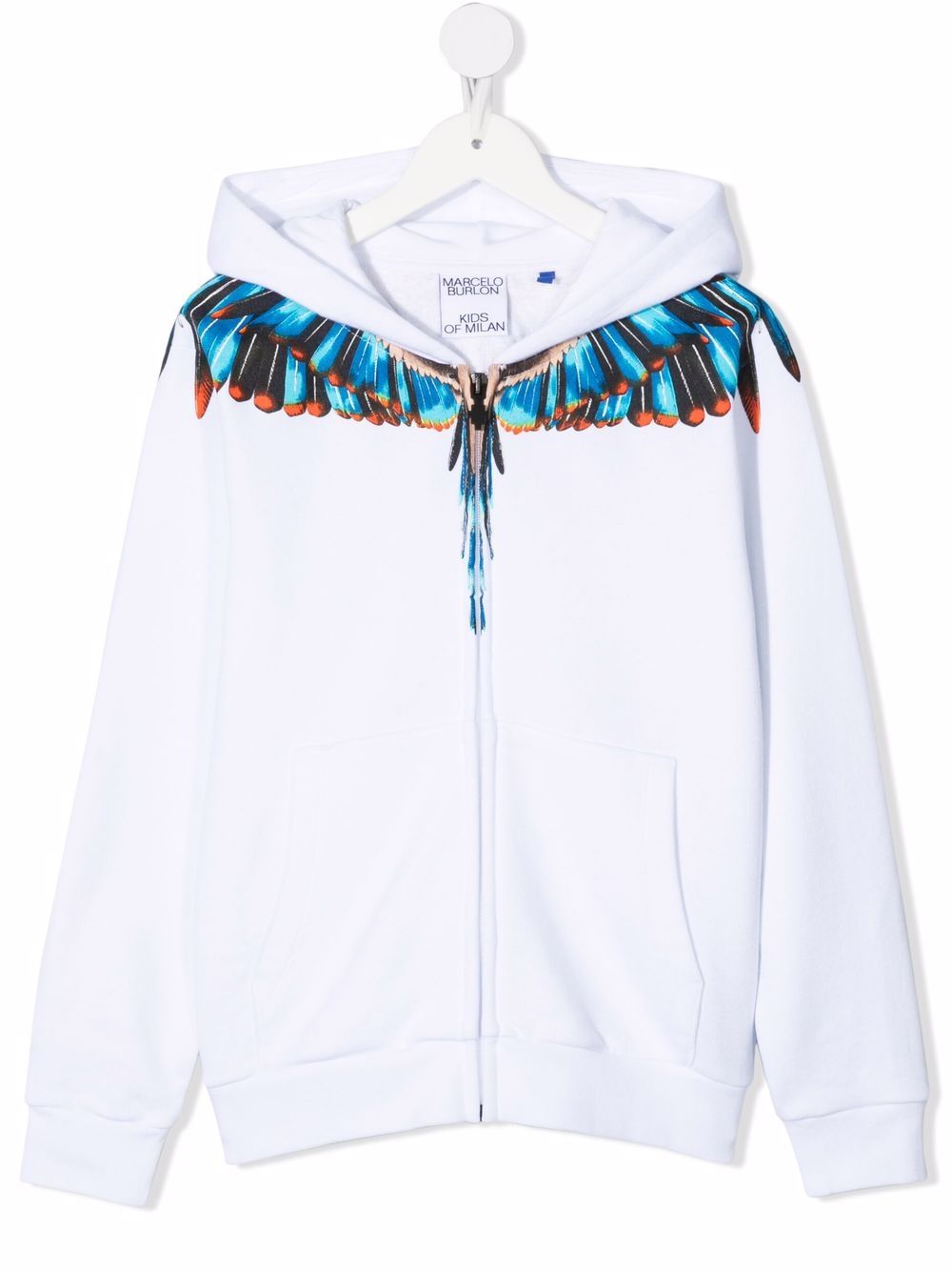 Marcelo Burlon County Of Milan Kids 翅膀印花拉链连帽衫 - 白色