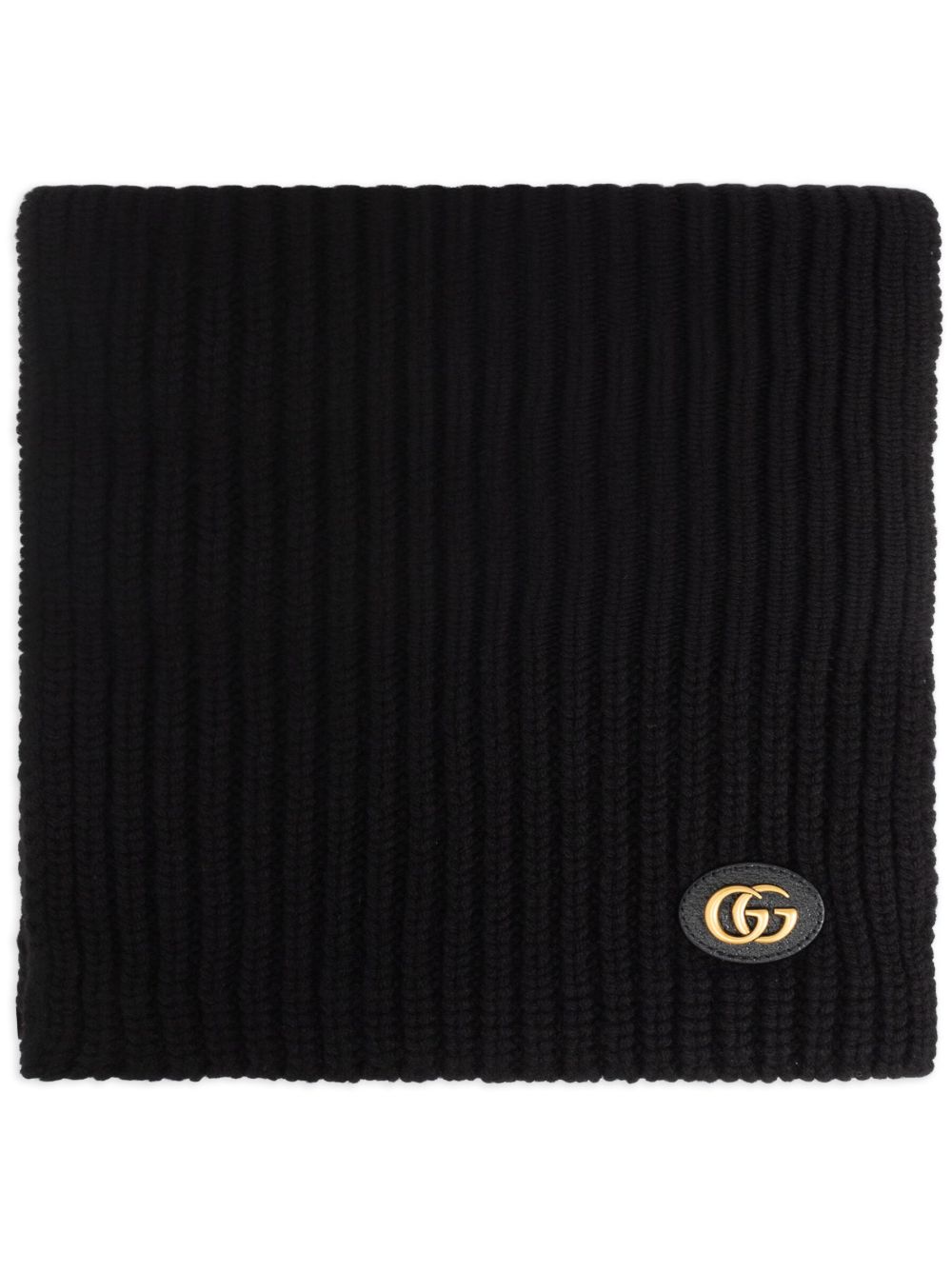 Gucci 标贴针织围巾 - 黑色