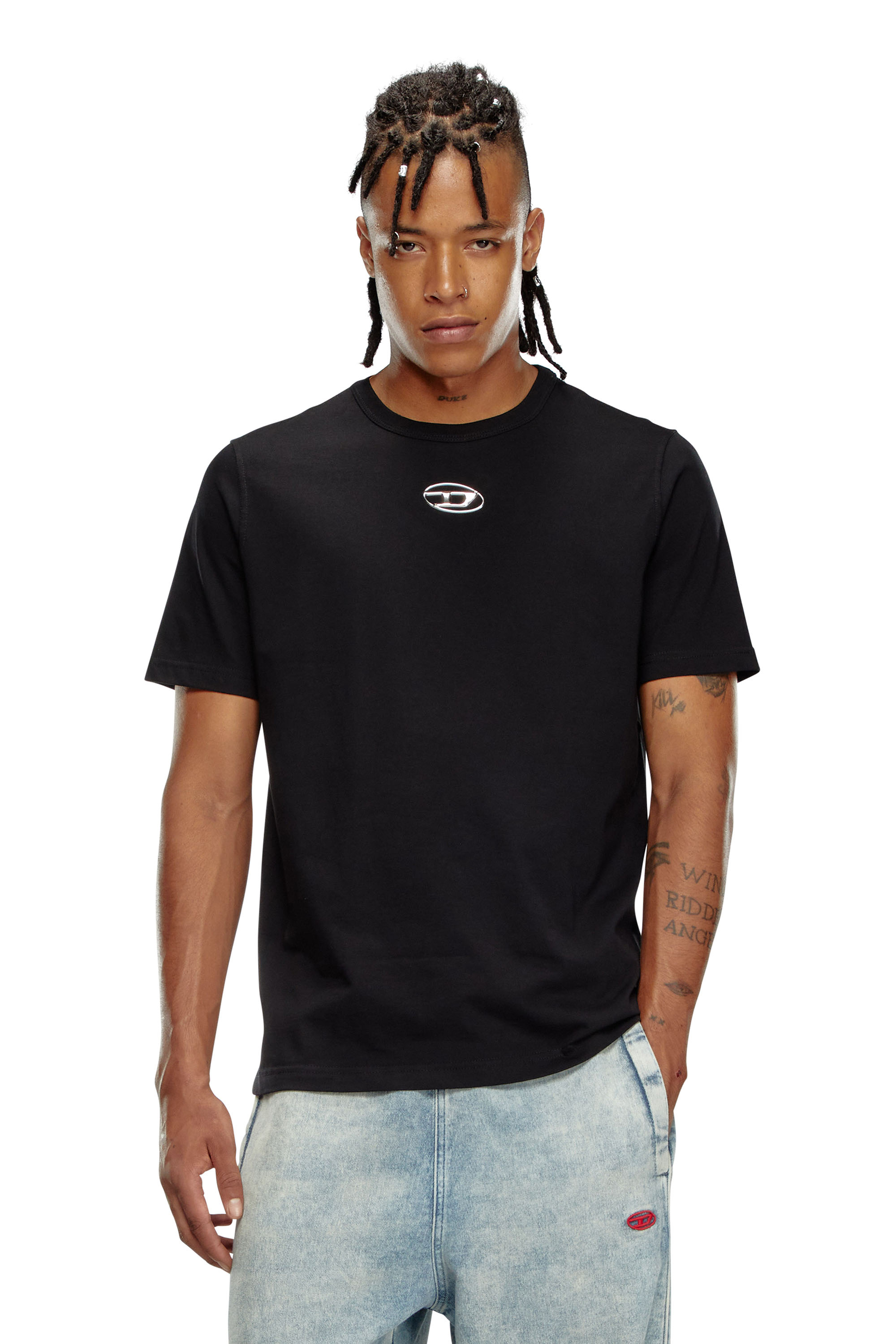 Diesel - T-shirt with metallic Oval D - T-Shirts - Man - Black