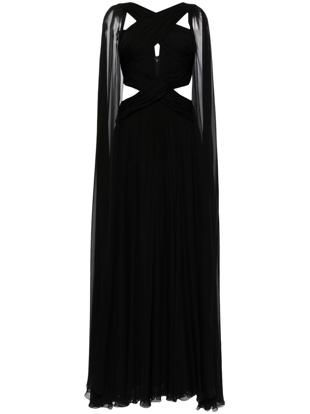 Zuhair Murad 真丝雪纺斗篷式礼服 - 黑色