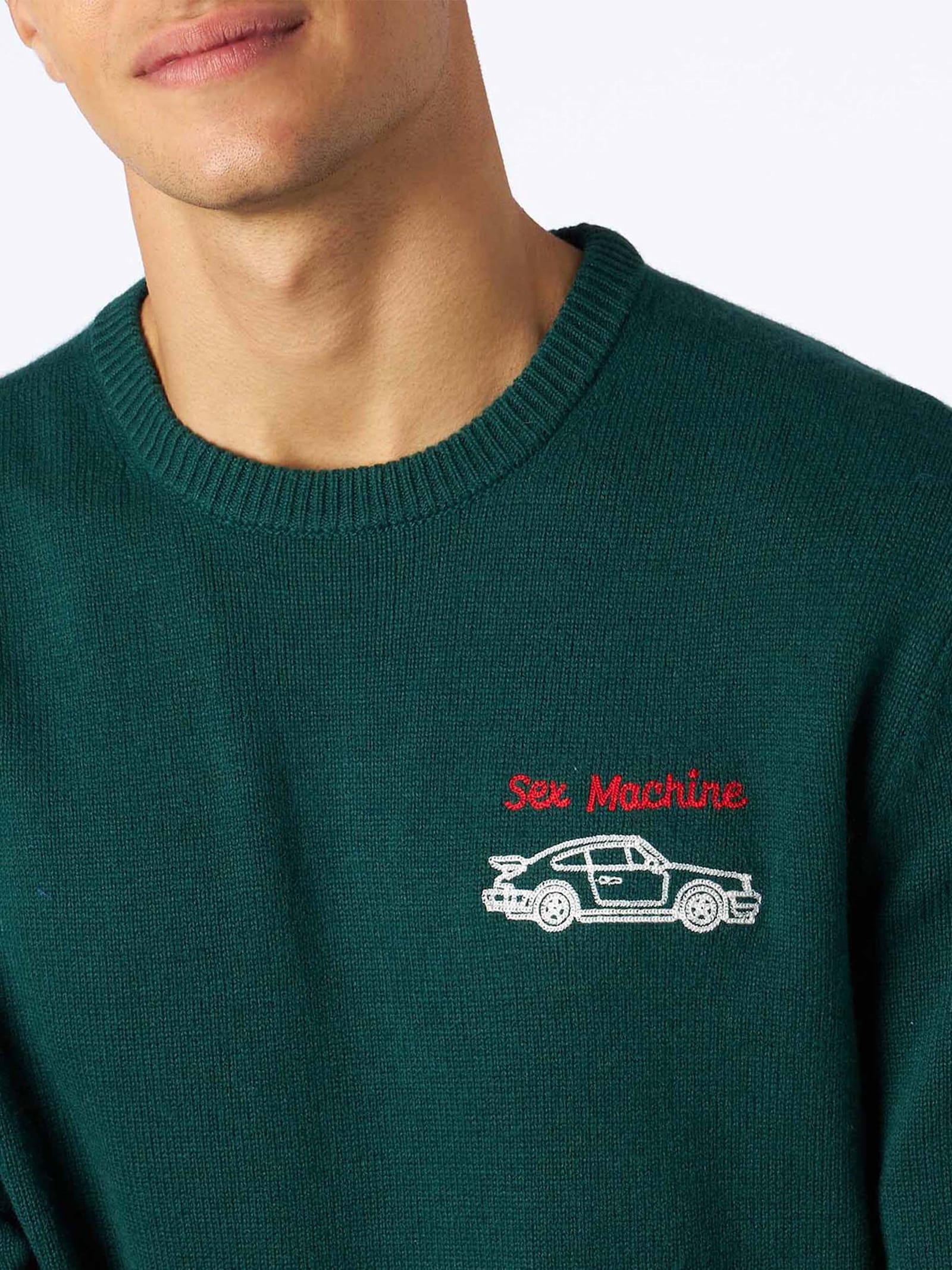 MC2 Saint Barth Man Crewneck Sweater With Sex Machine Embroidery