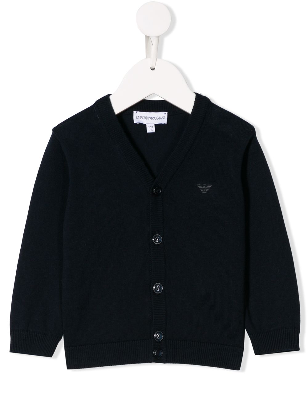 Emporio Armani Kids logo印花开衫 - 蓝色