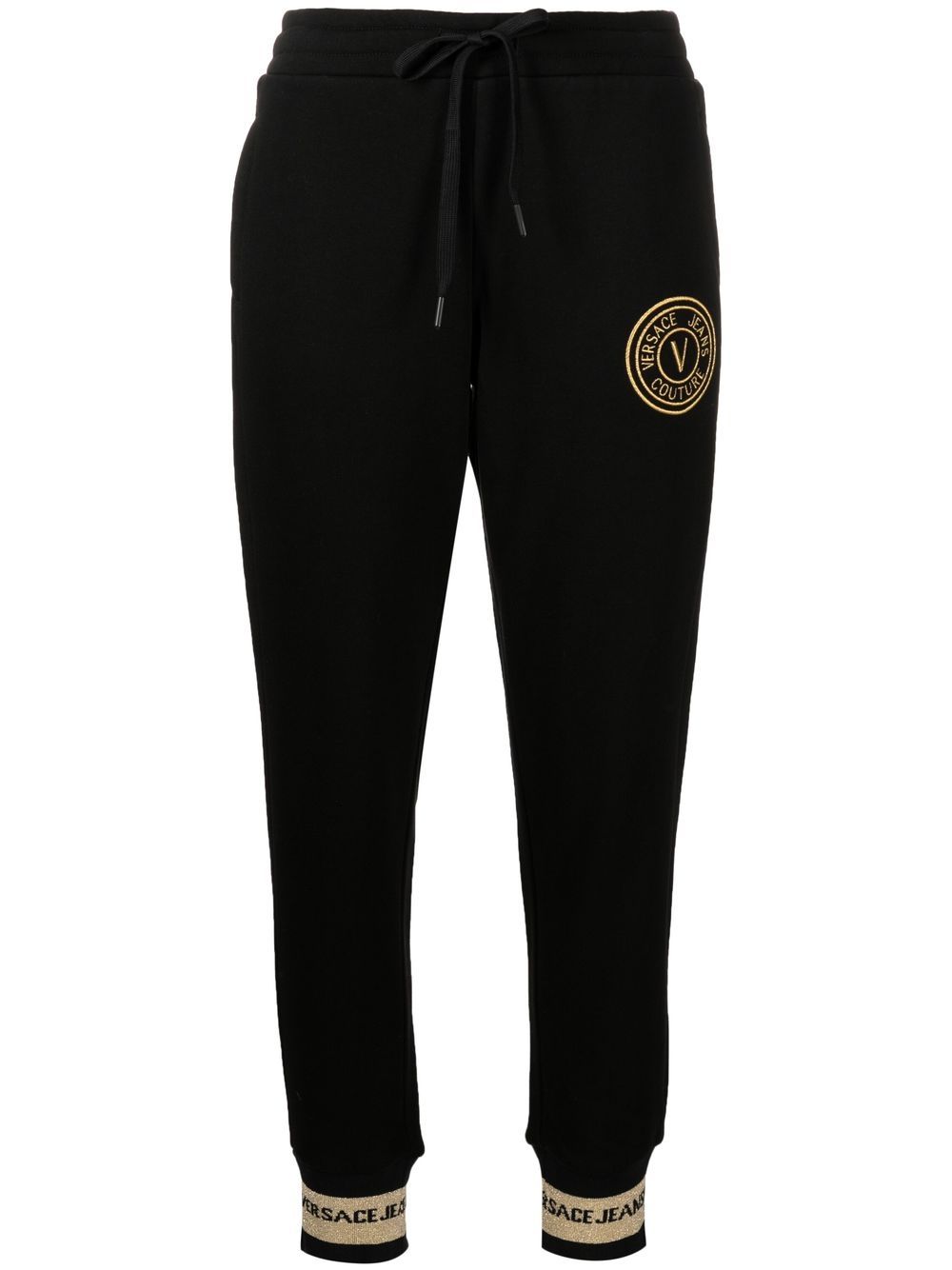 Versace Jeans Couture logo刺绣运动裤 - 黑色
