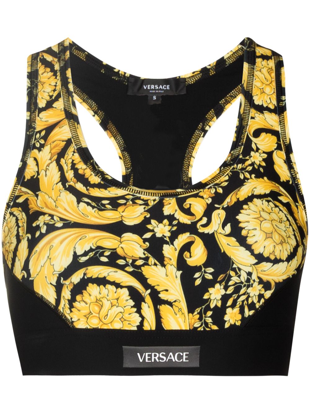 Versace 范思哲 巴洛克印花运动文胸 - 黑色