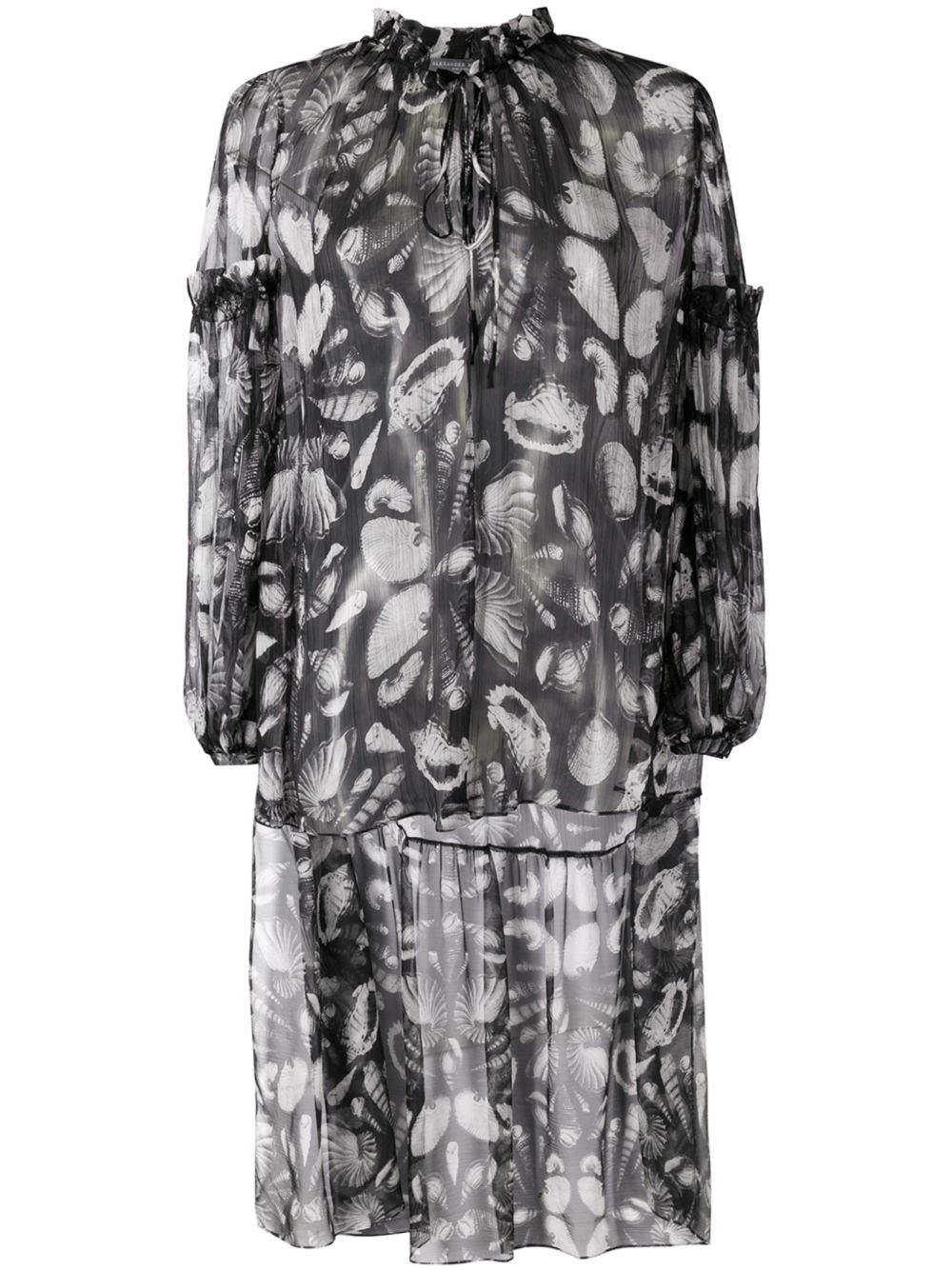 Alexander McQueen 亚历山大·麦昆 贝印花高低下摆罩衫 - 黑色