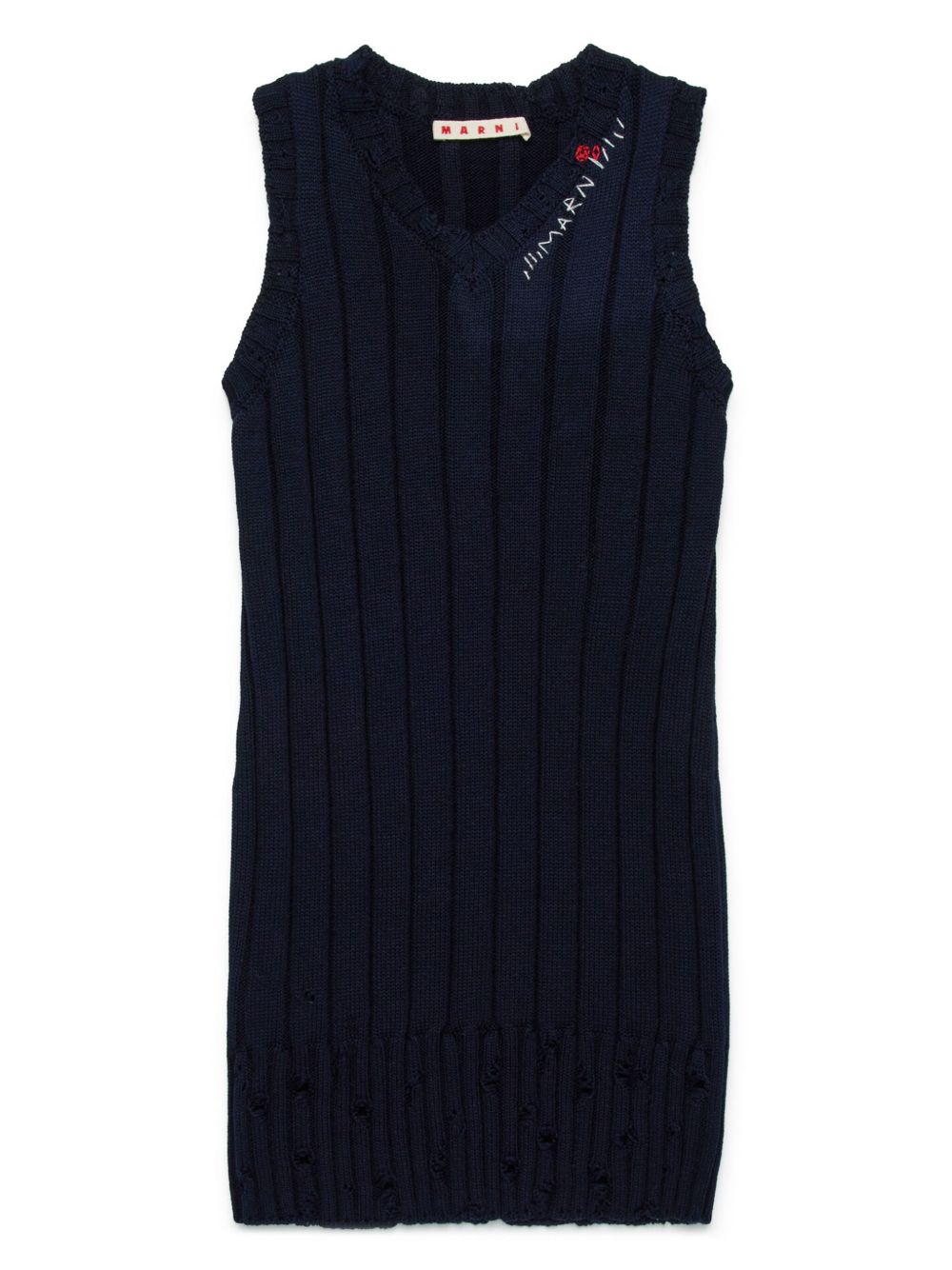 Marni Kids 罗纹针织连衣裙 - 蓝色