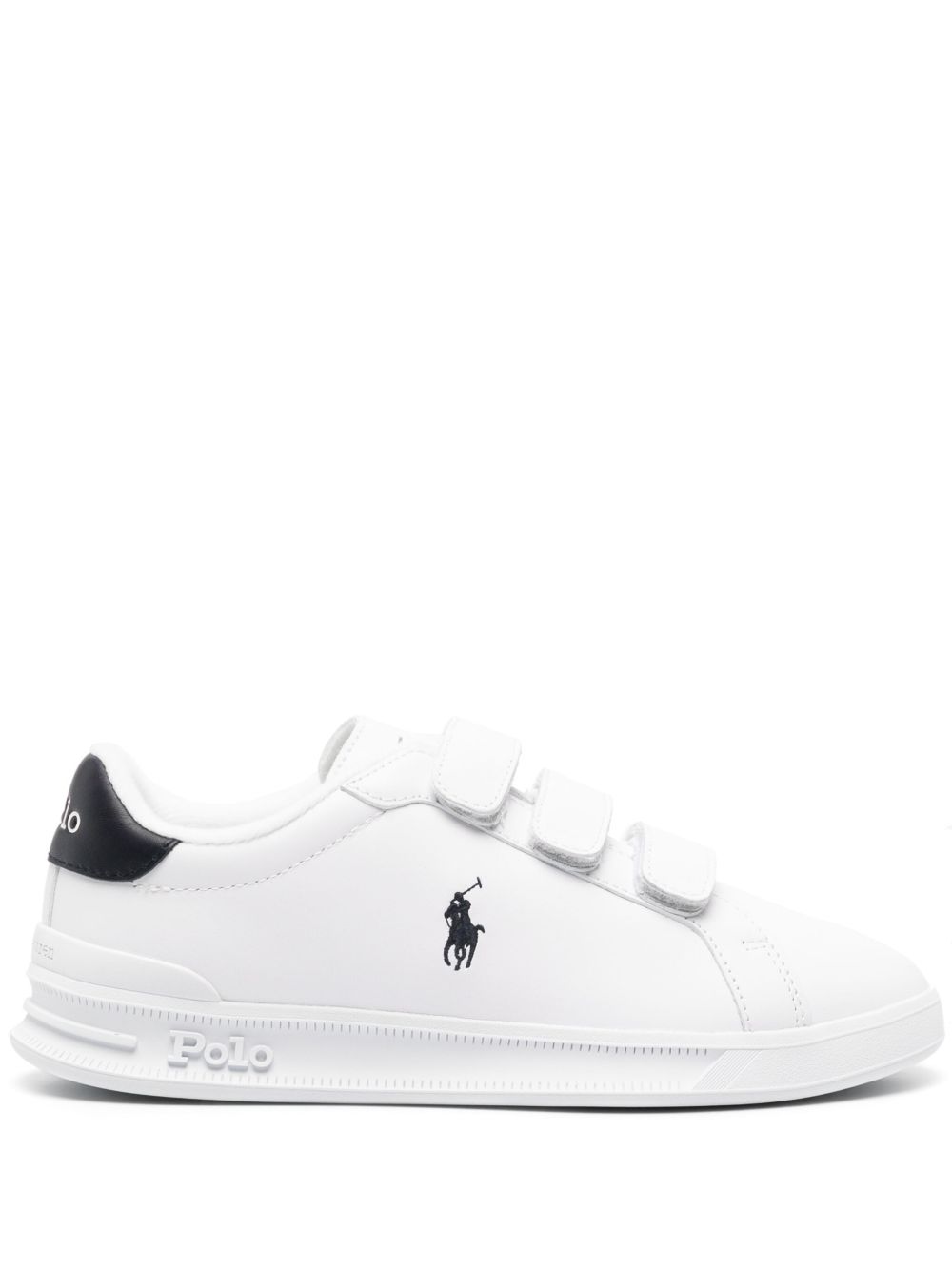 Polo Ralph Lauren logo刺绣皮质运动鞋 - 白色