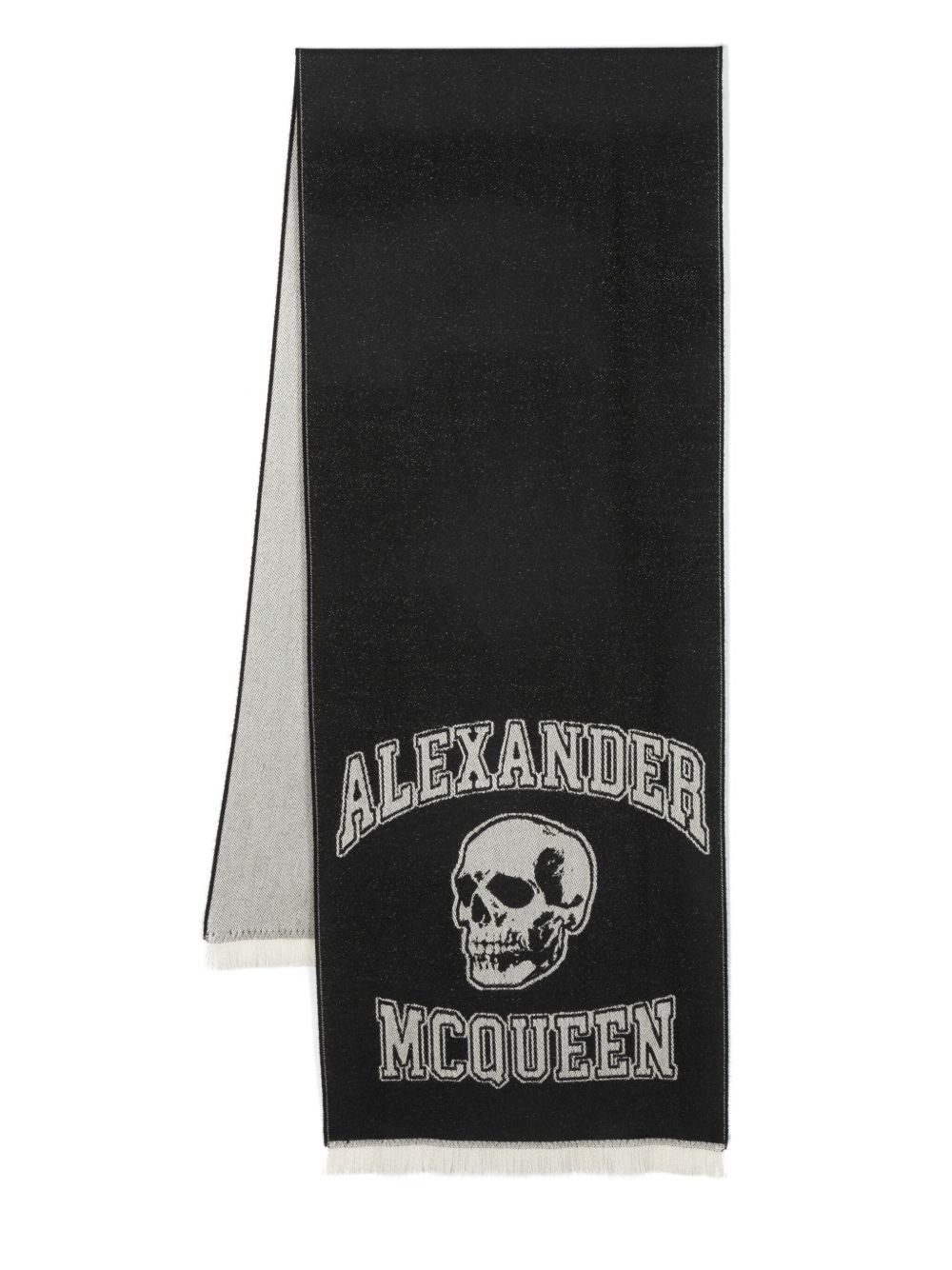 Alexander McQueen logo嵌花针织羊毛围巾 - 黑色