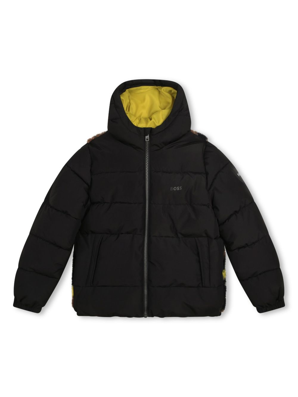 BOSS Kidswear 迷彩图案填充夹克 - 黑色