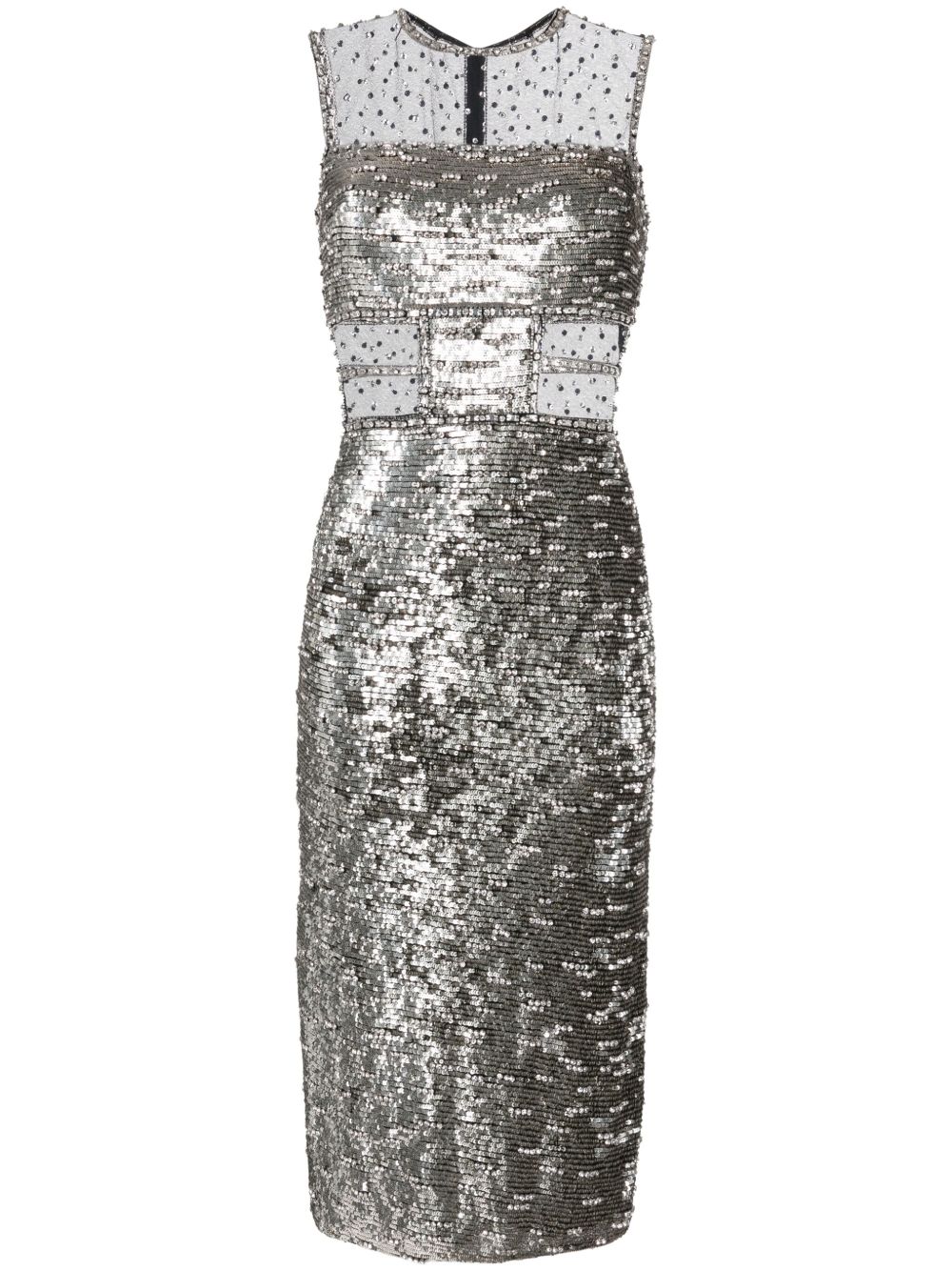 Jenny Packham Nixie 亮片缀饰中长连衣裙 - 黑色