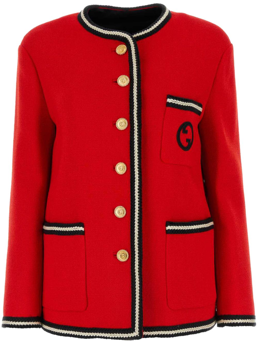 Gucci Interlocking G logo粗花呢夹克 - 红色