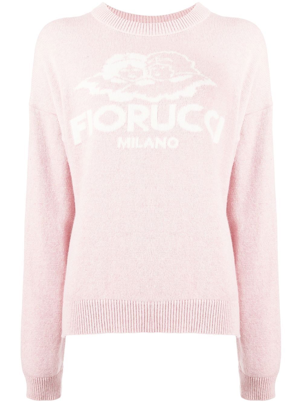Fiorucci logo图案嵌花针织毛衣 - 粉色
