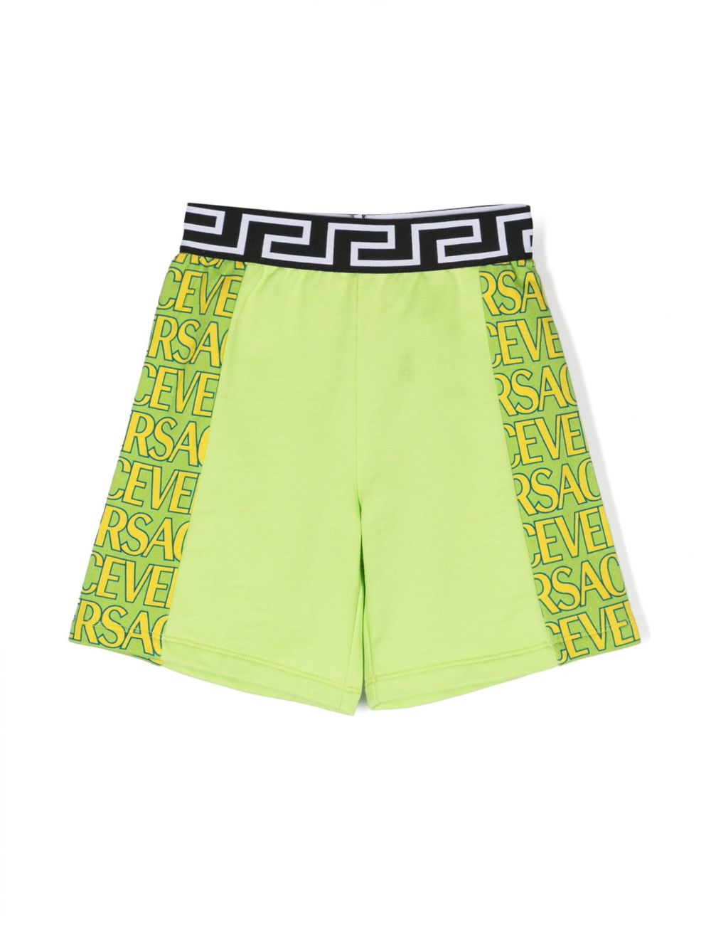 Versace Kids logo印花百慕大短裤 - 绿色