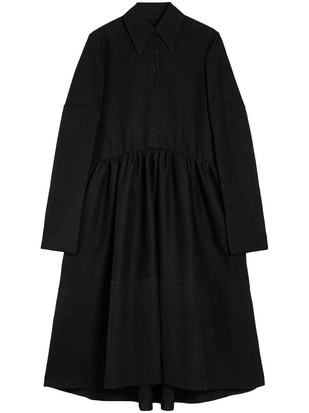 Jil Sander 中长衬衫裙 - 黑色