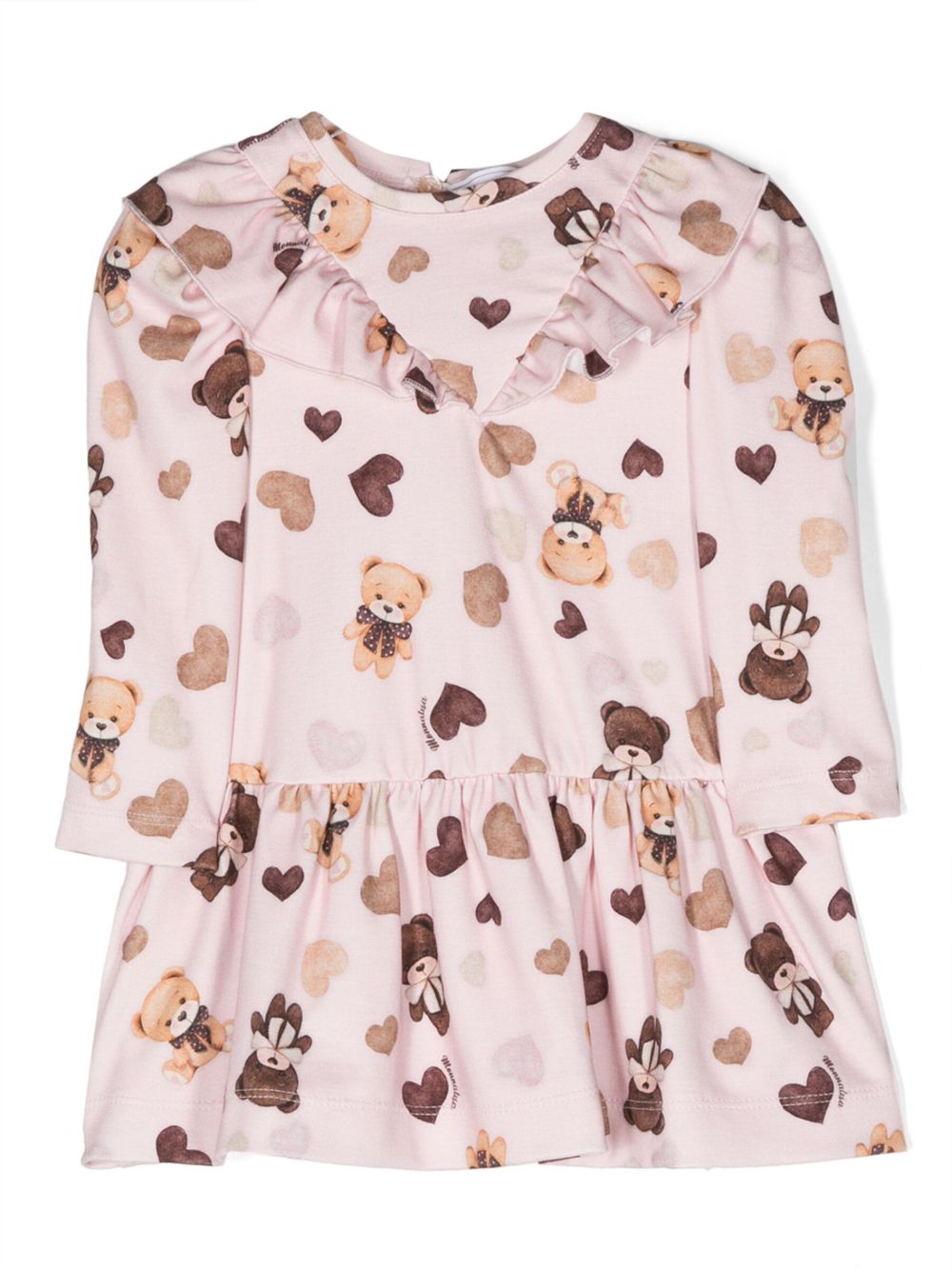 Monnalisa graphic-print flared dress - 粉色