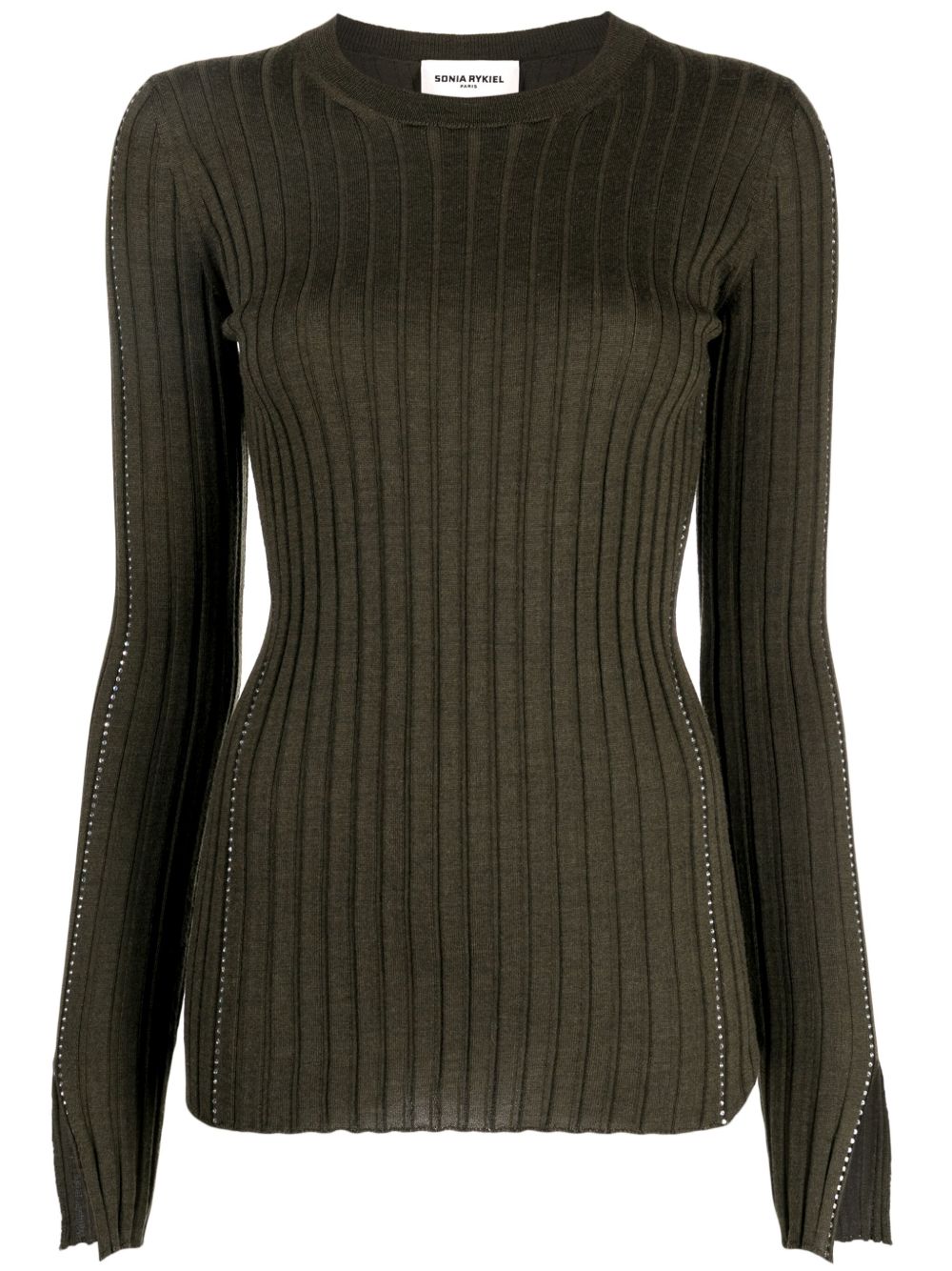 Sonia Rykiel 晶饰美利诺羊毛毛衣 - 绿色