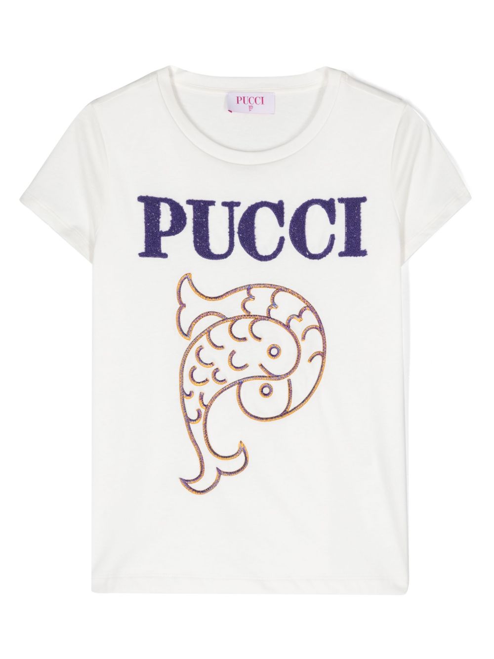 PUCCI Junior 毛巾布logo T恤 - 白色