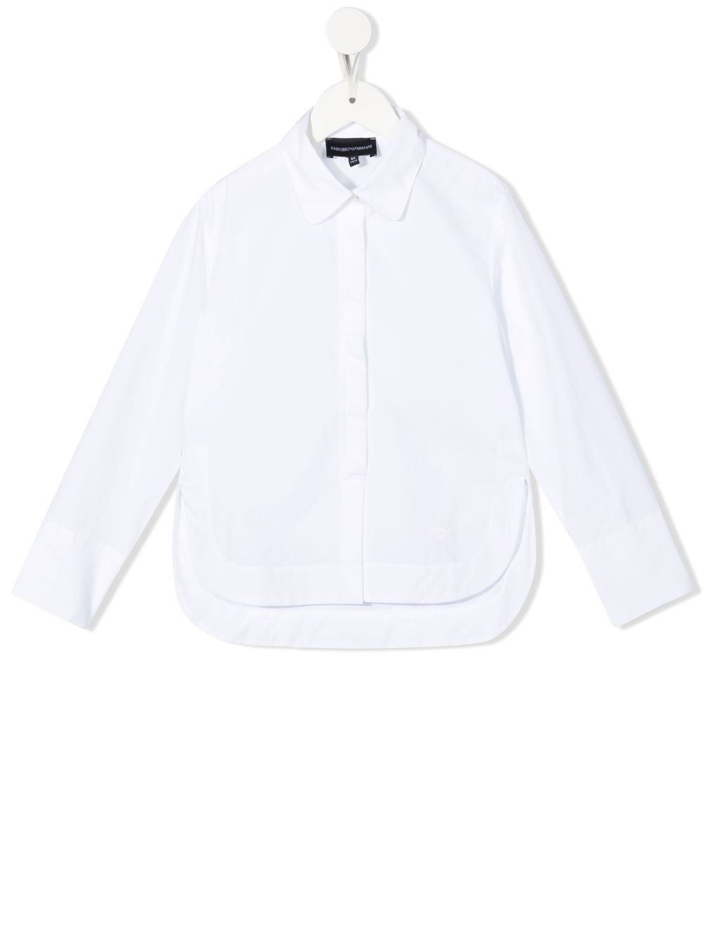 Emporio Armani Kids 长袖府绸衬衫 - 白色