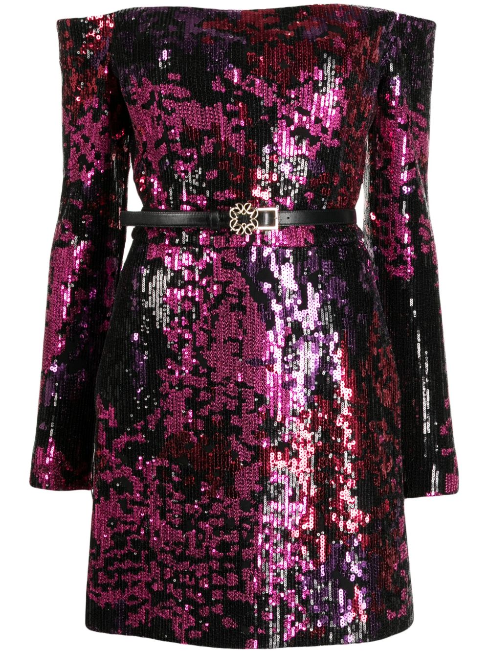 Elie Saab 亮片缀饰露肩迷你连衣裙 - 粉色