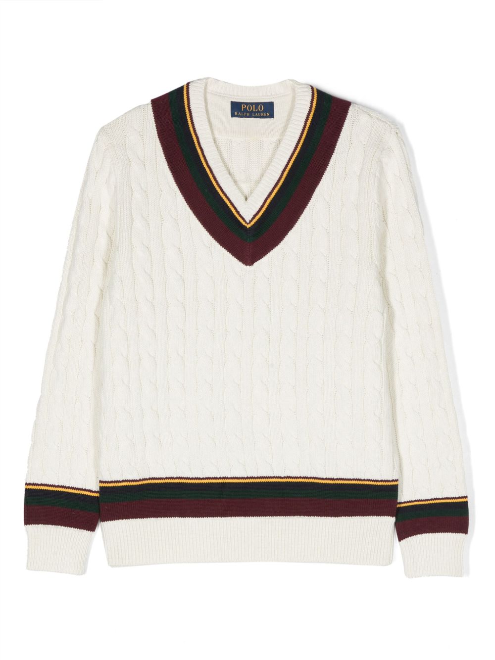 POLO RALPH LAUREN KIDS V领棉毛衣 - 白色