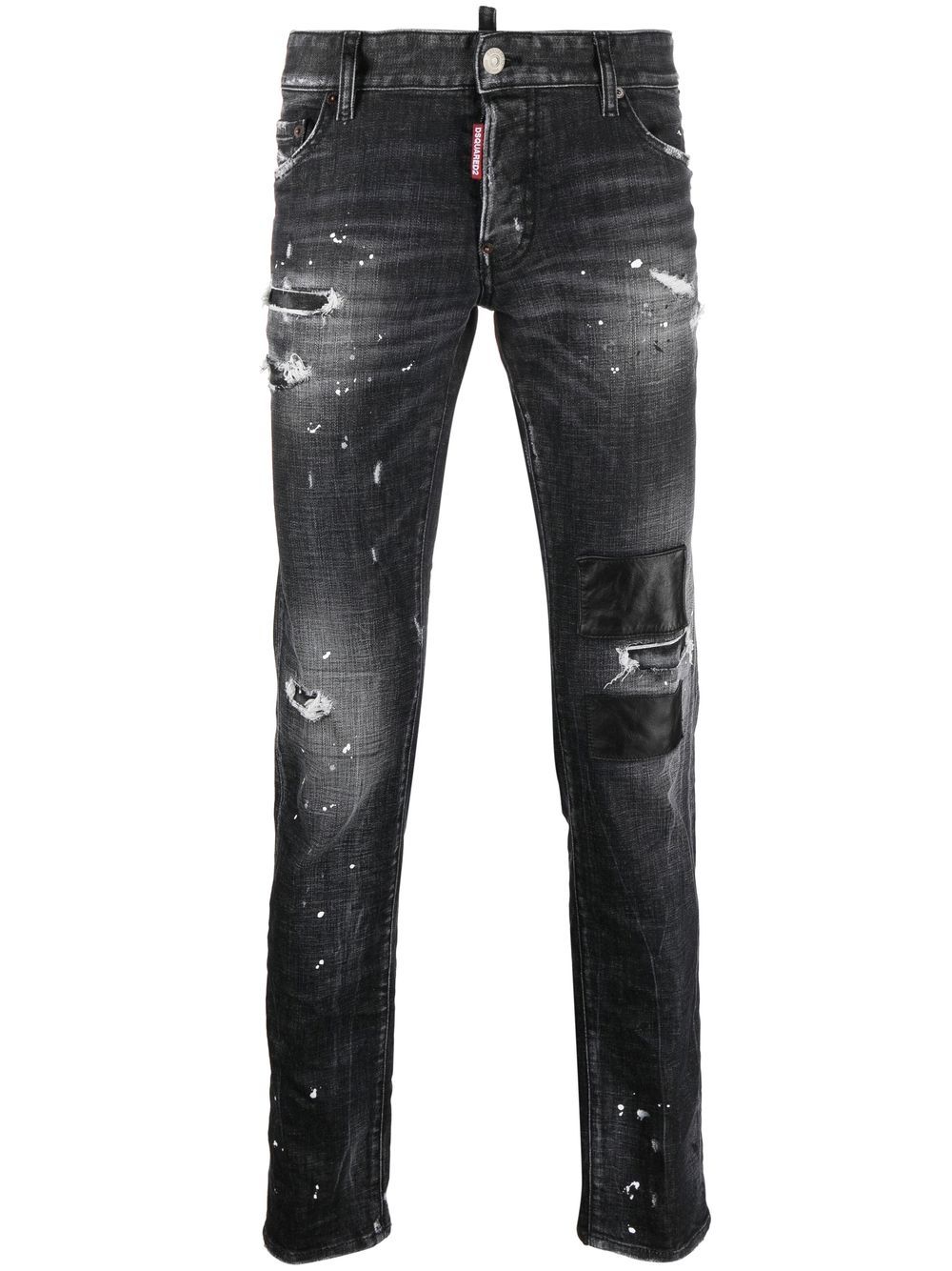 DSQUARED2 仿旧效果直筒牛仔裤 - 黑色