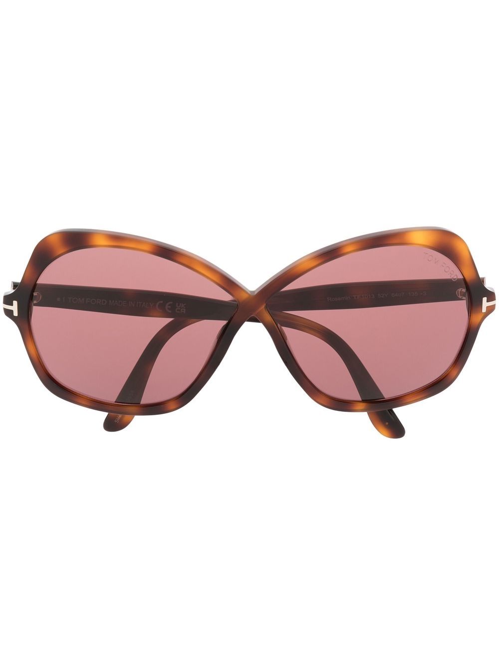 TOM FORD Eyewear 玳瑁纹超大框太阳眼镜 - 褐色