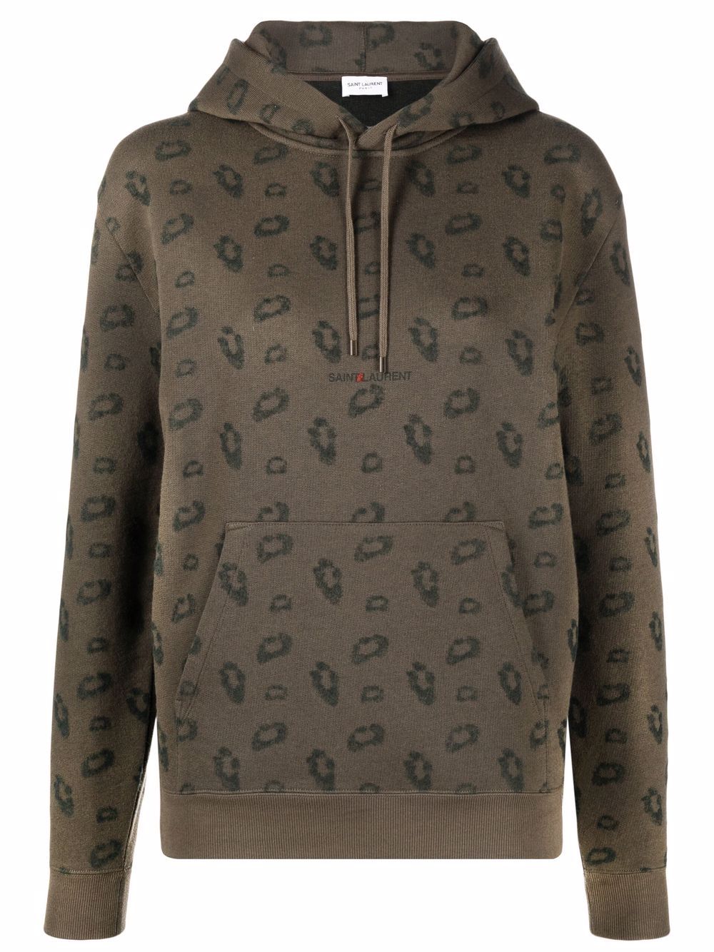 Saint Laurent logo印花长袖连帽衫 - 绿色