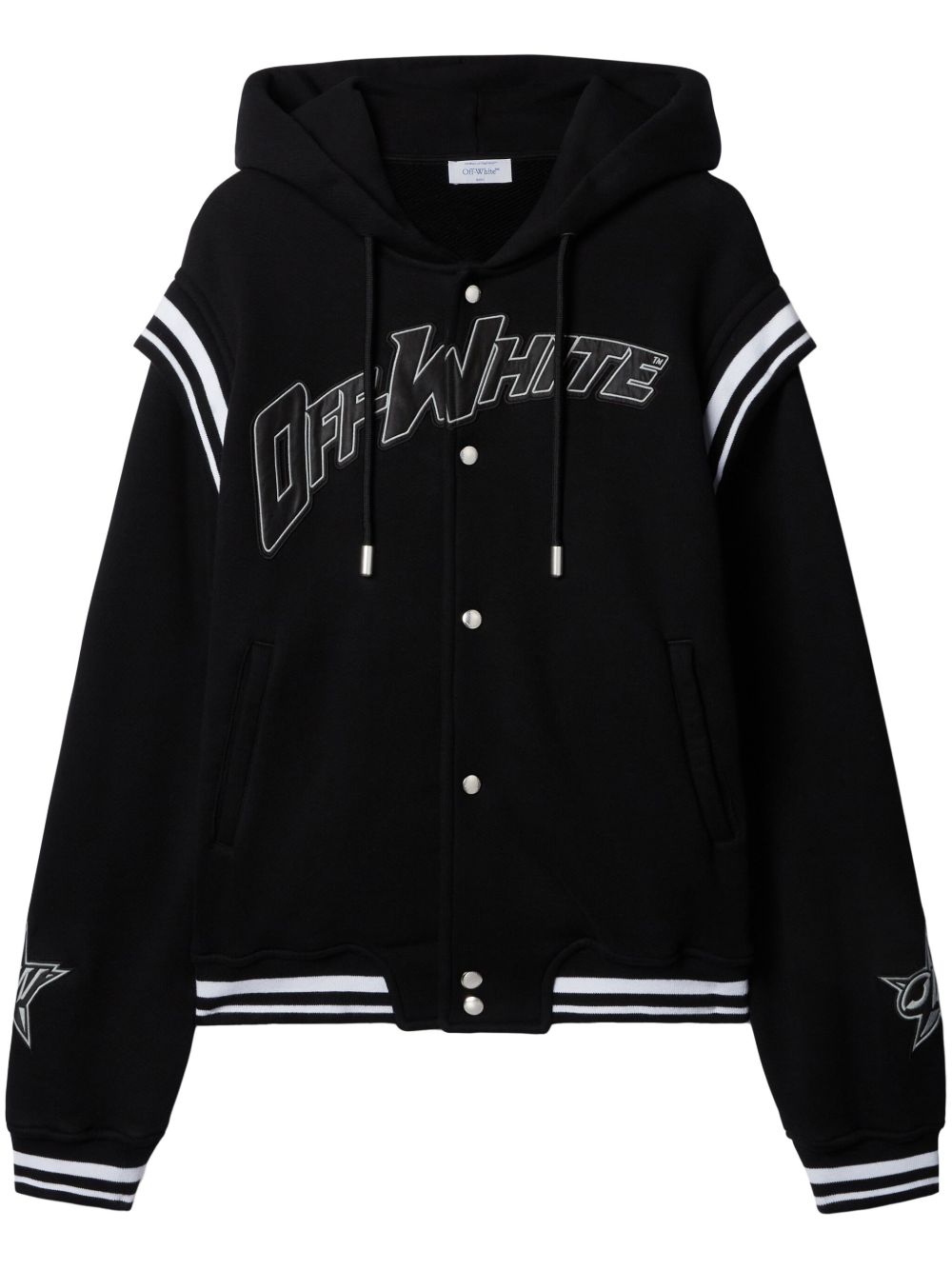 Off-White logo贴花飞行员夹克 - 黑色