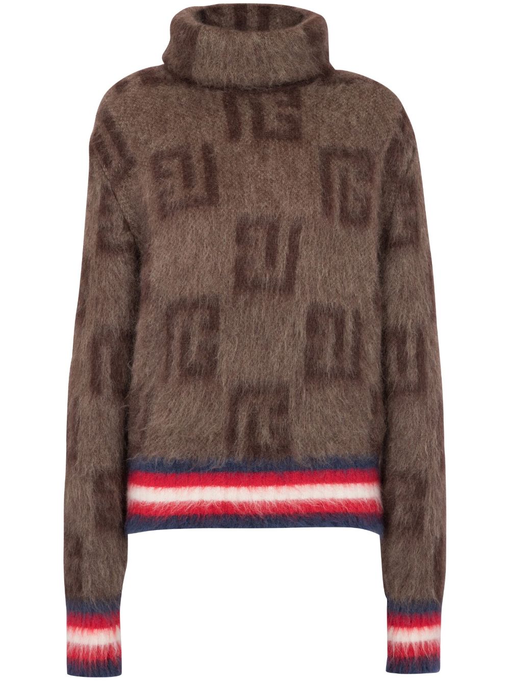 Balmain 经典logo印花条纹毛衣 - 褐色