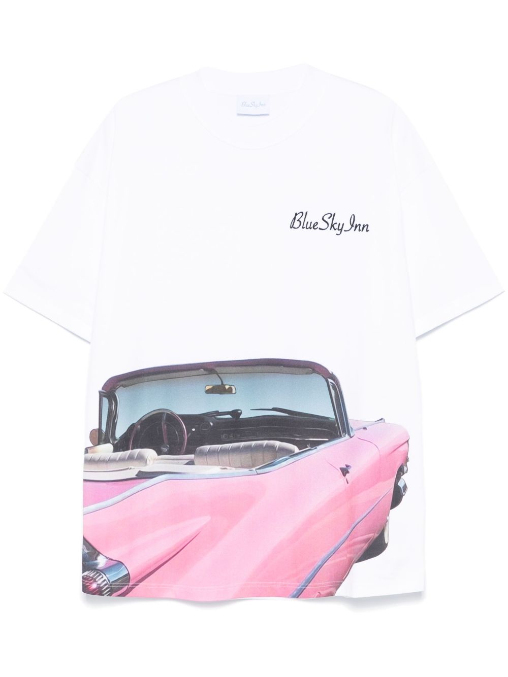 BLUE SKY INN Pink Car T恤 - 白色