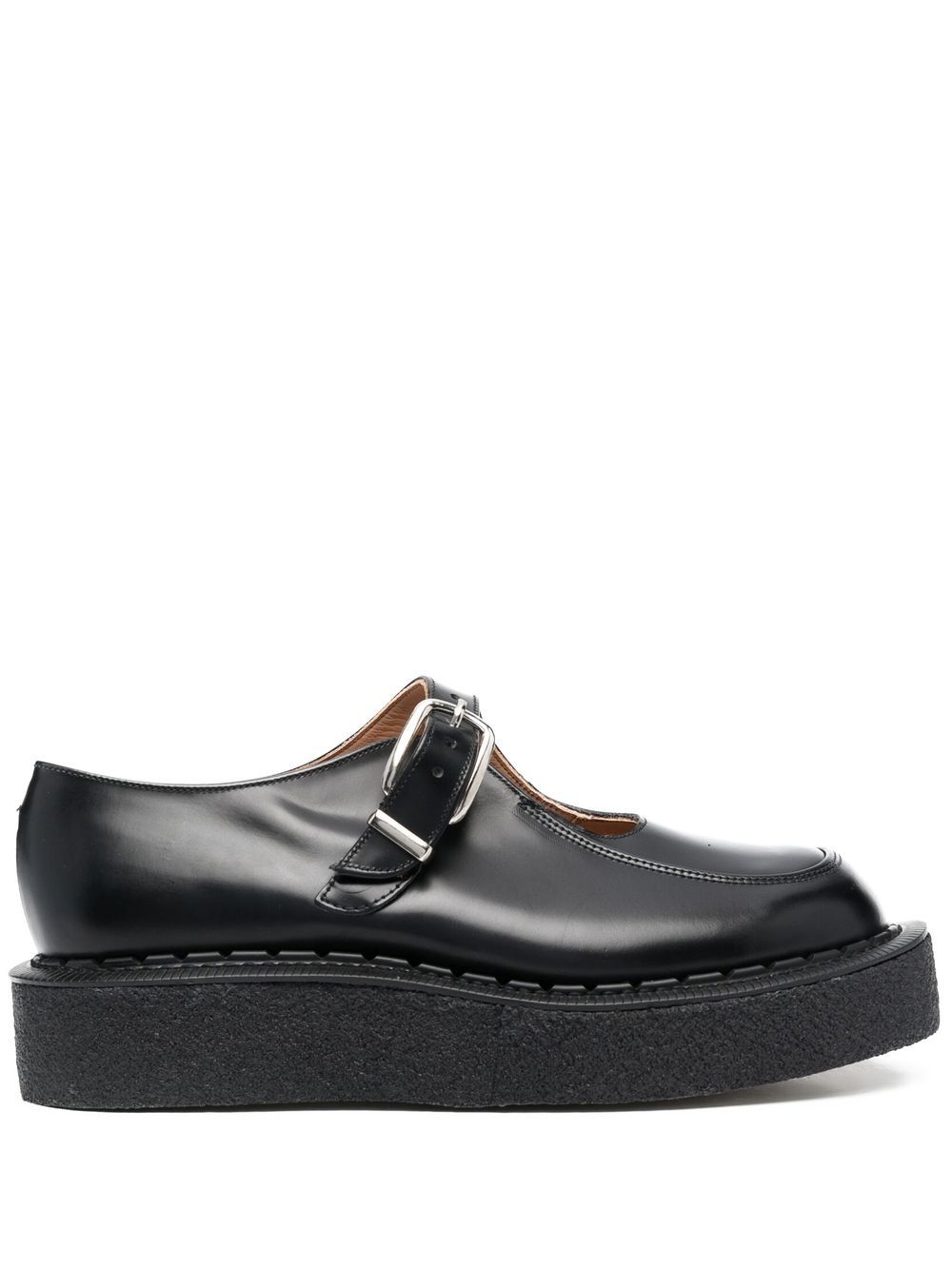 Comme des Garçons Homme Plus 镂空皮质孟克鞋 - 黑色