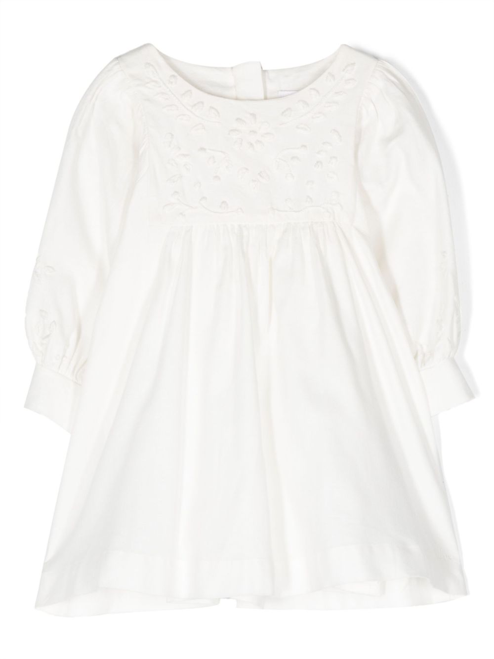 Chloé Kids 马德拉刺绣伞形连衣裙 - 白色