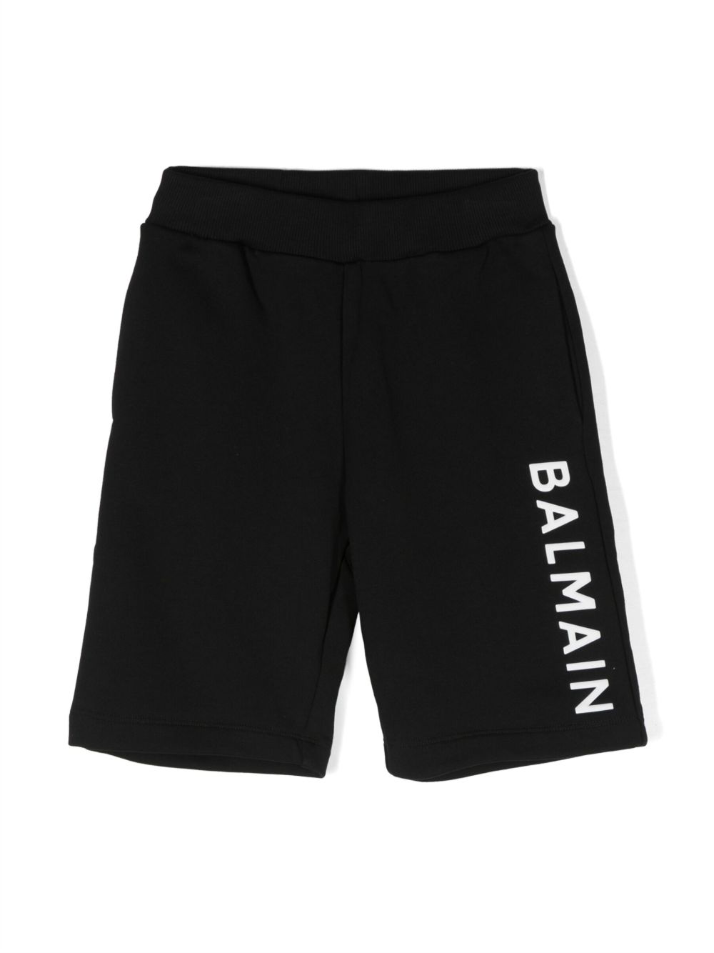 Balmain Kids 压纹logo棉短裤 - 黑色