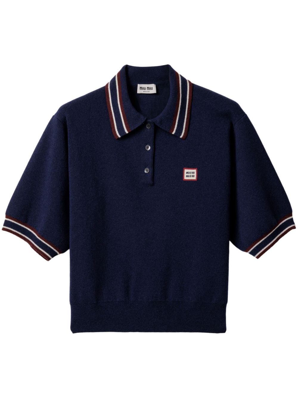 Miu Miu logo贴花polo领毛衣 - 蓝色