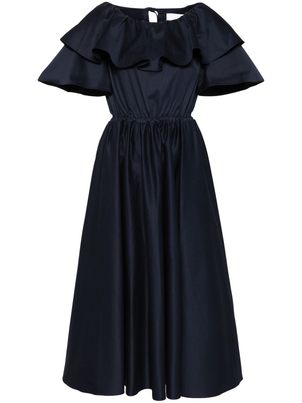 Carolina Herrera 荷叶边缀饰中长连衣裙 - 蓝色