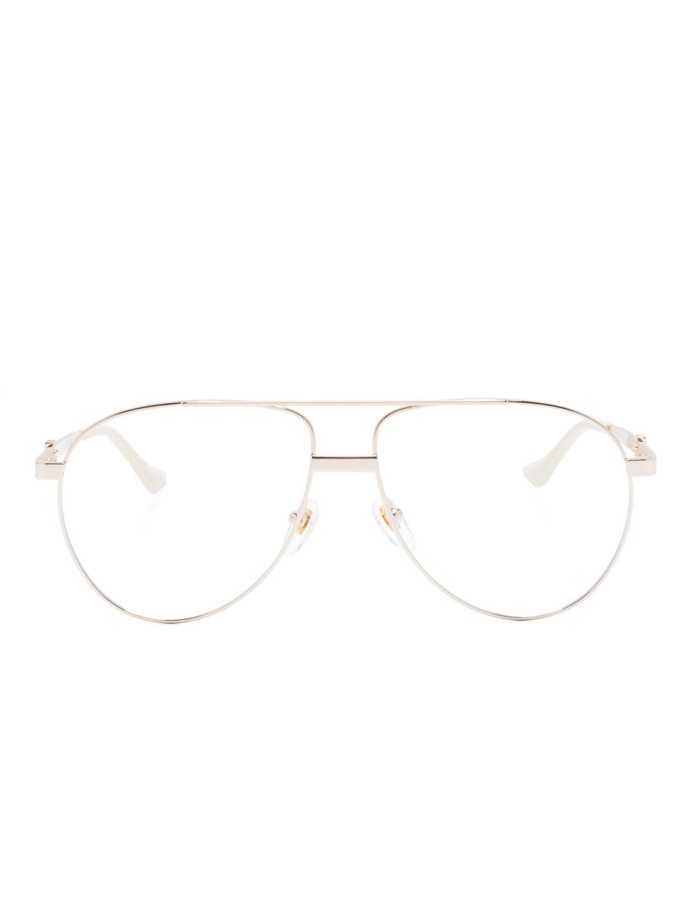 Gucci Eyewear 条纹织带细节飞行员镜框太阳眼镜 - 中性色