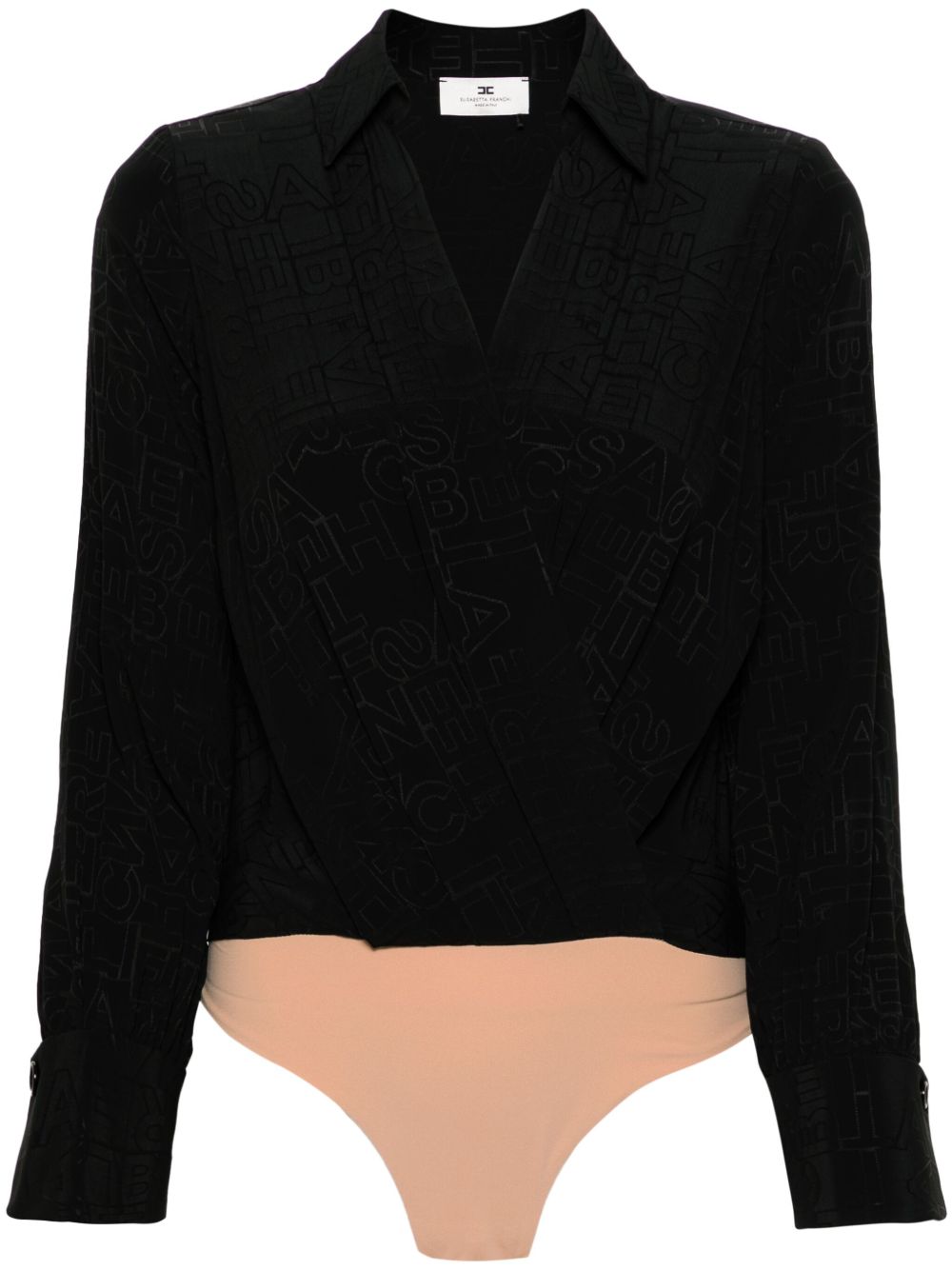 Elisabetta Franchi logo提花连体衣 - 黑色