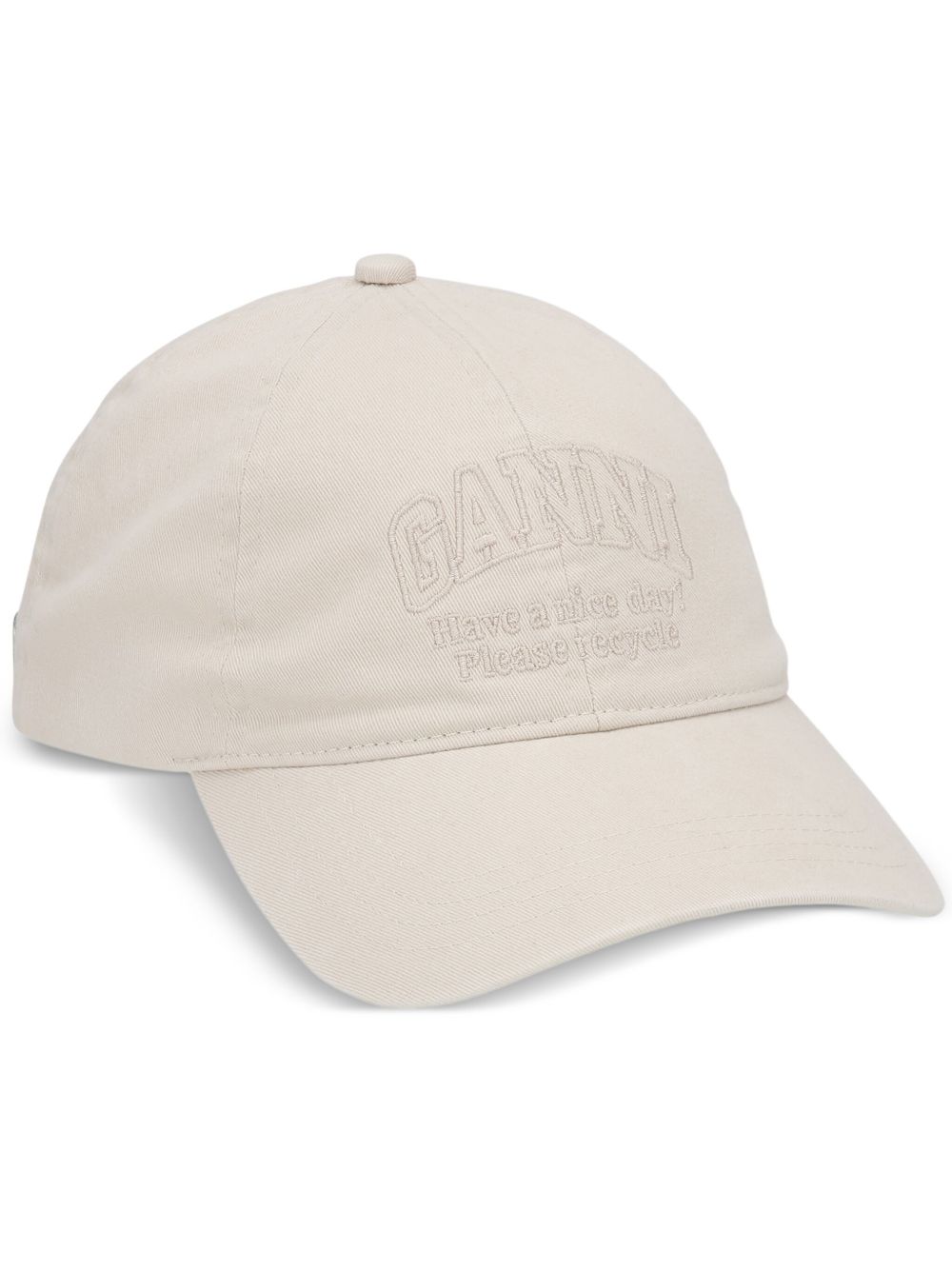 GANNI logo刺绣棉棒球帽 - 中性色