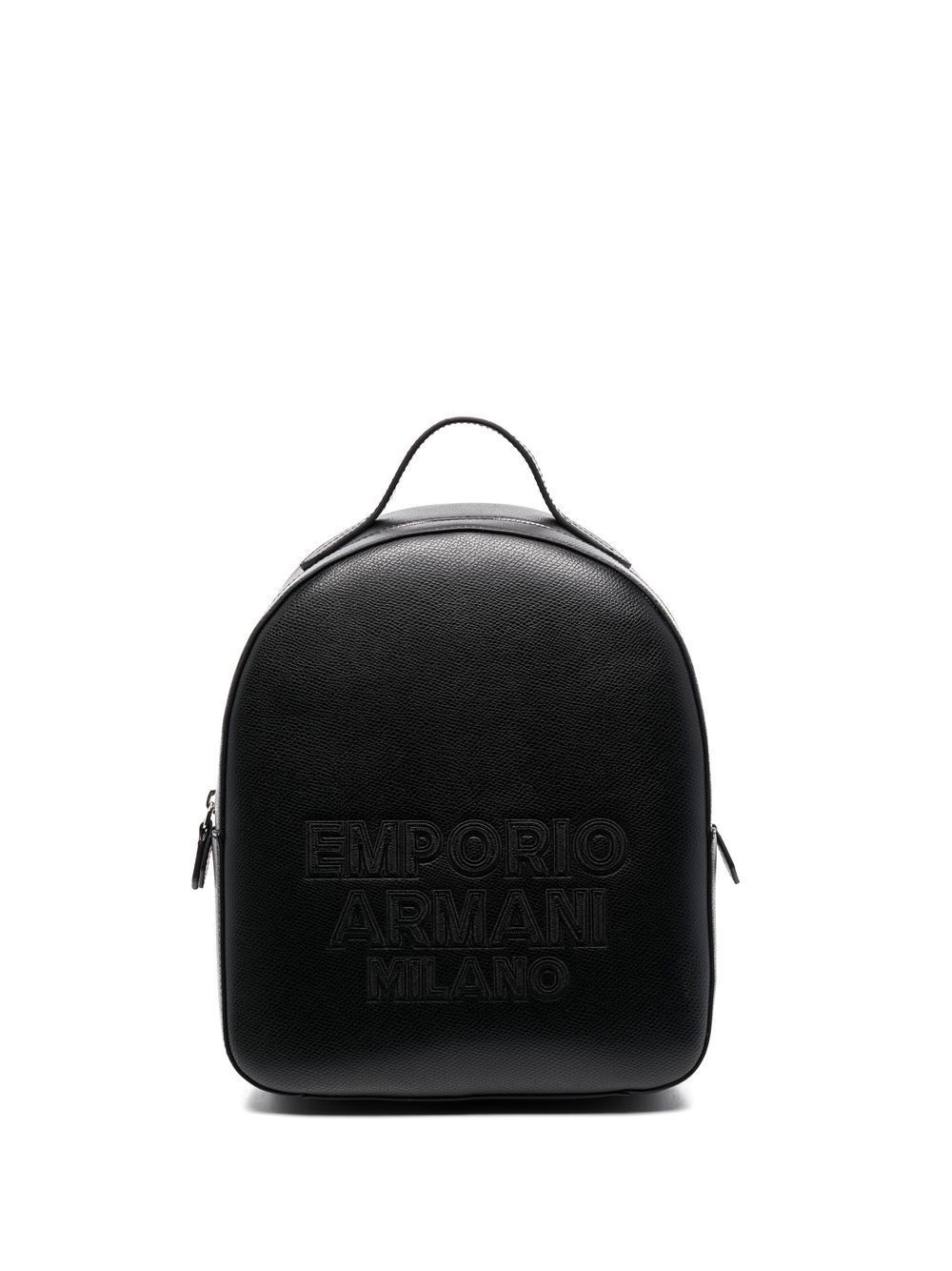 Emporio Armani logo刺绣双肩包 - 黑色