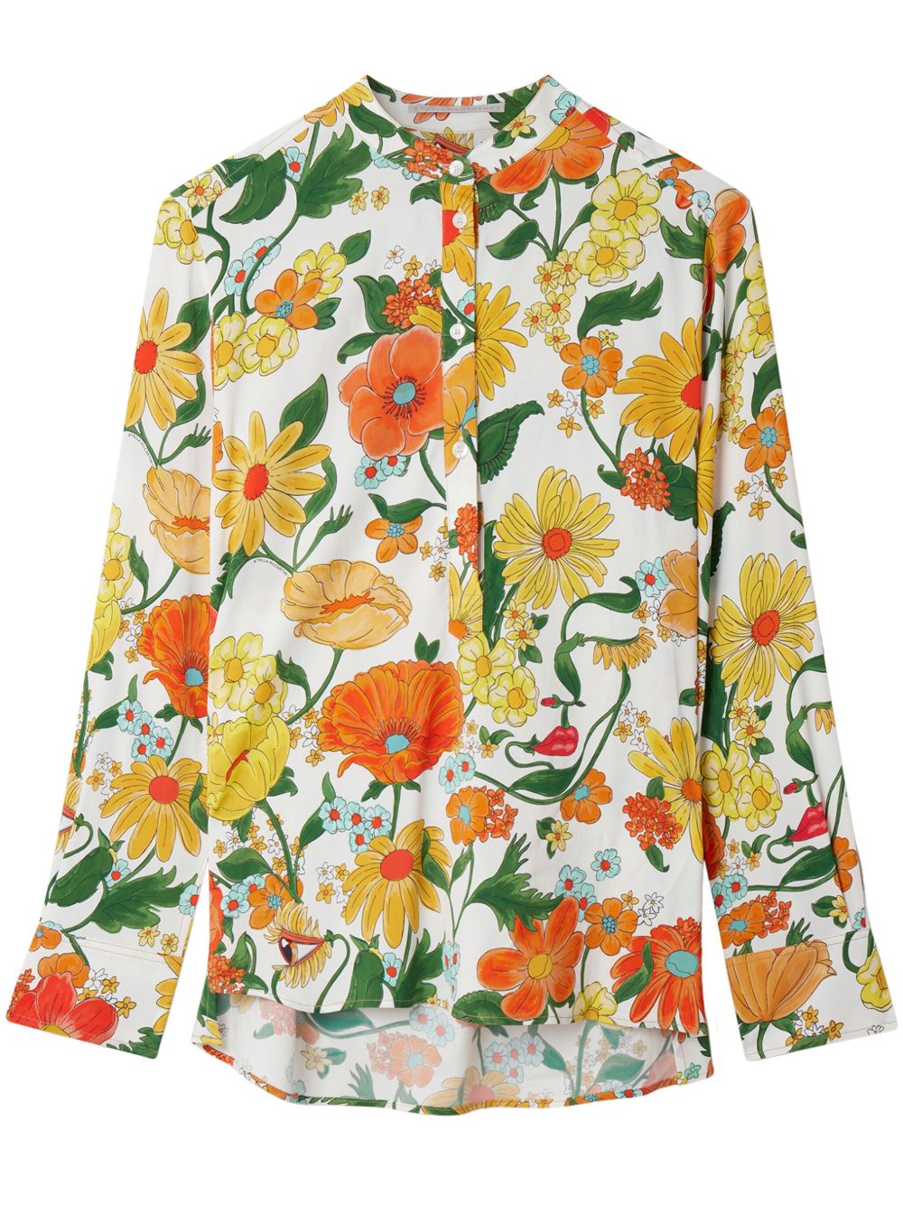 Stella McCartney Lady Garden 印花无领衬衫 - 黄色