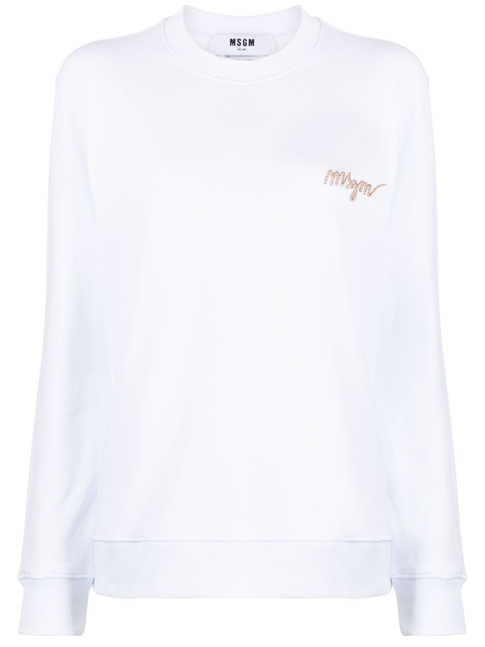 MSGM logo刺绣棉卫衣 - 白色